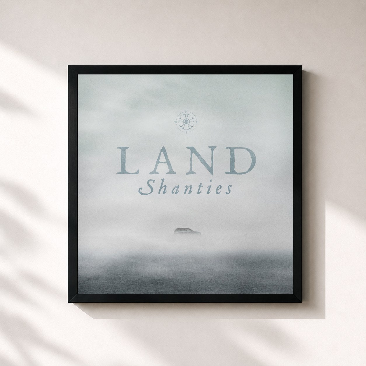 #noir Tableau carré de l'album Land Shanties de The Longest Johns, cadre noir 32x32 cm