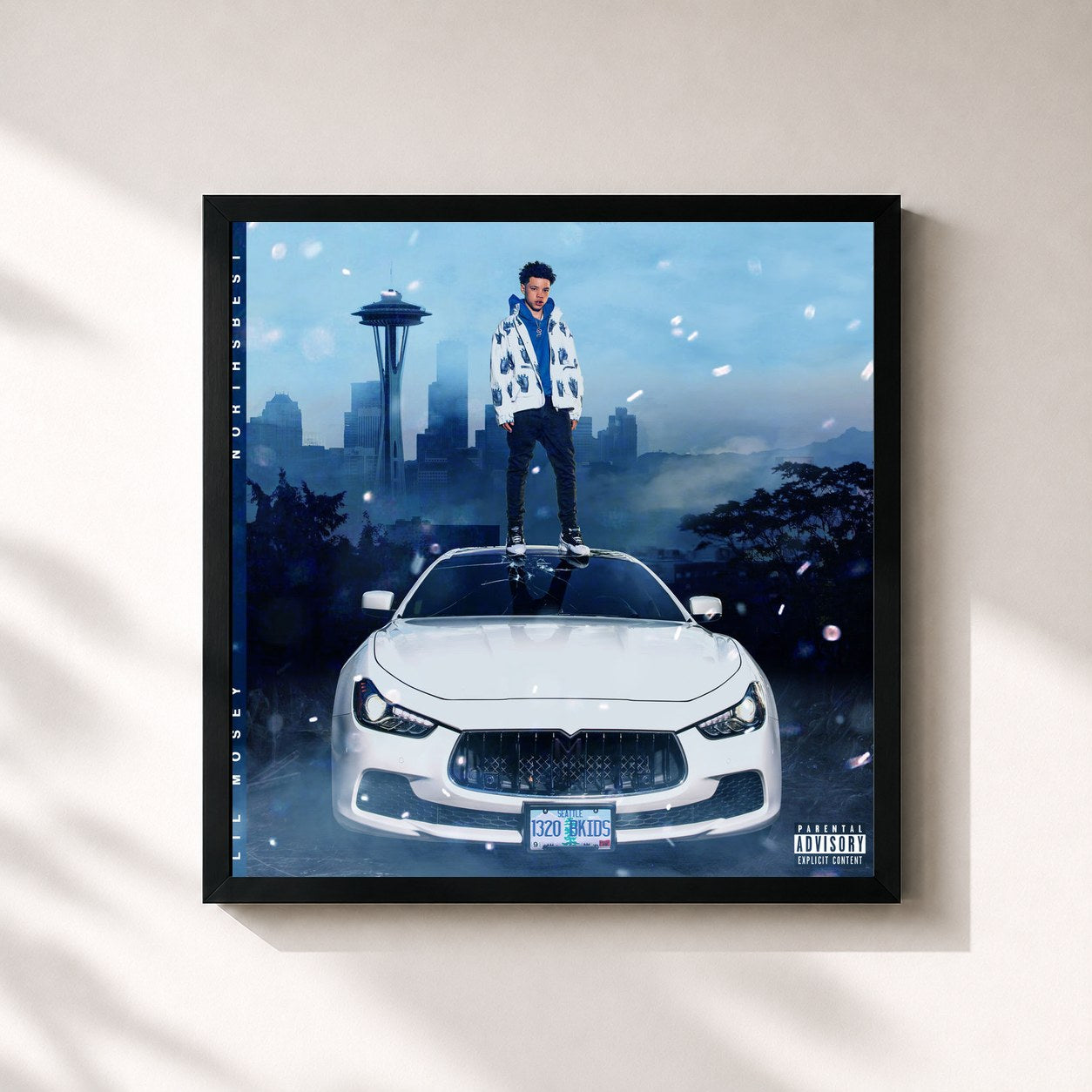 #noir Tableau carré de l'album Northsbest (Extended) de Lil Mosey, cadre noir 32x32 cm