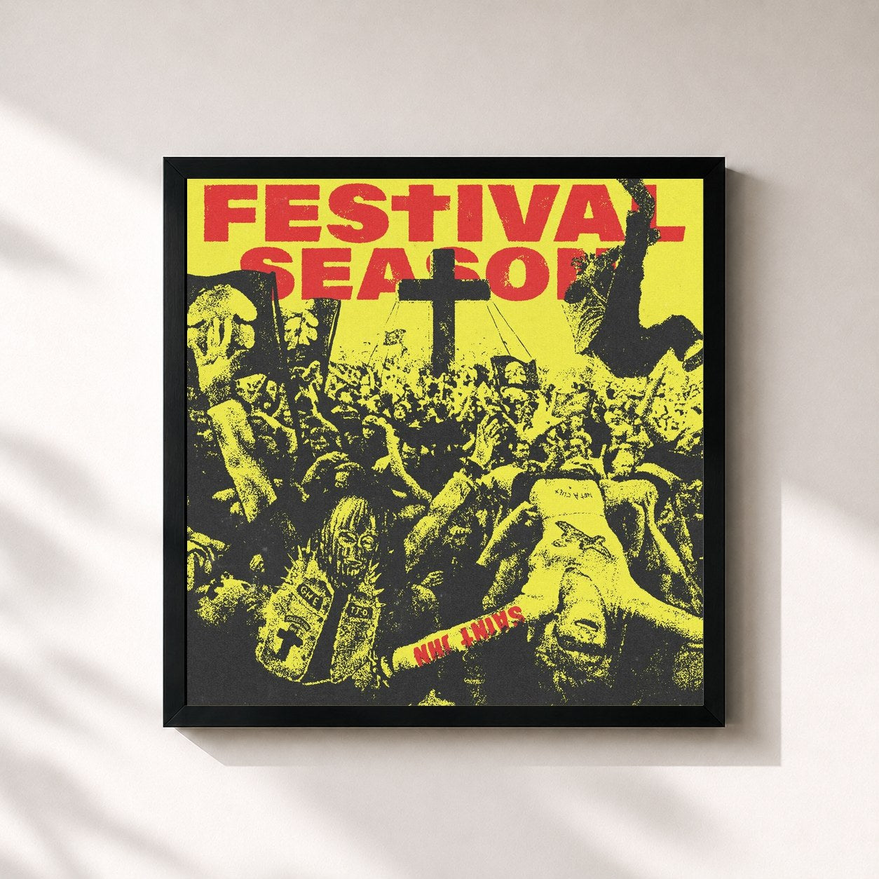 #noir Tableau carré de l'album FESTIVAL SEASON de SAINt JHN, cadre noir 32x32 cm