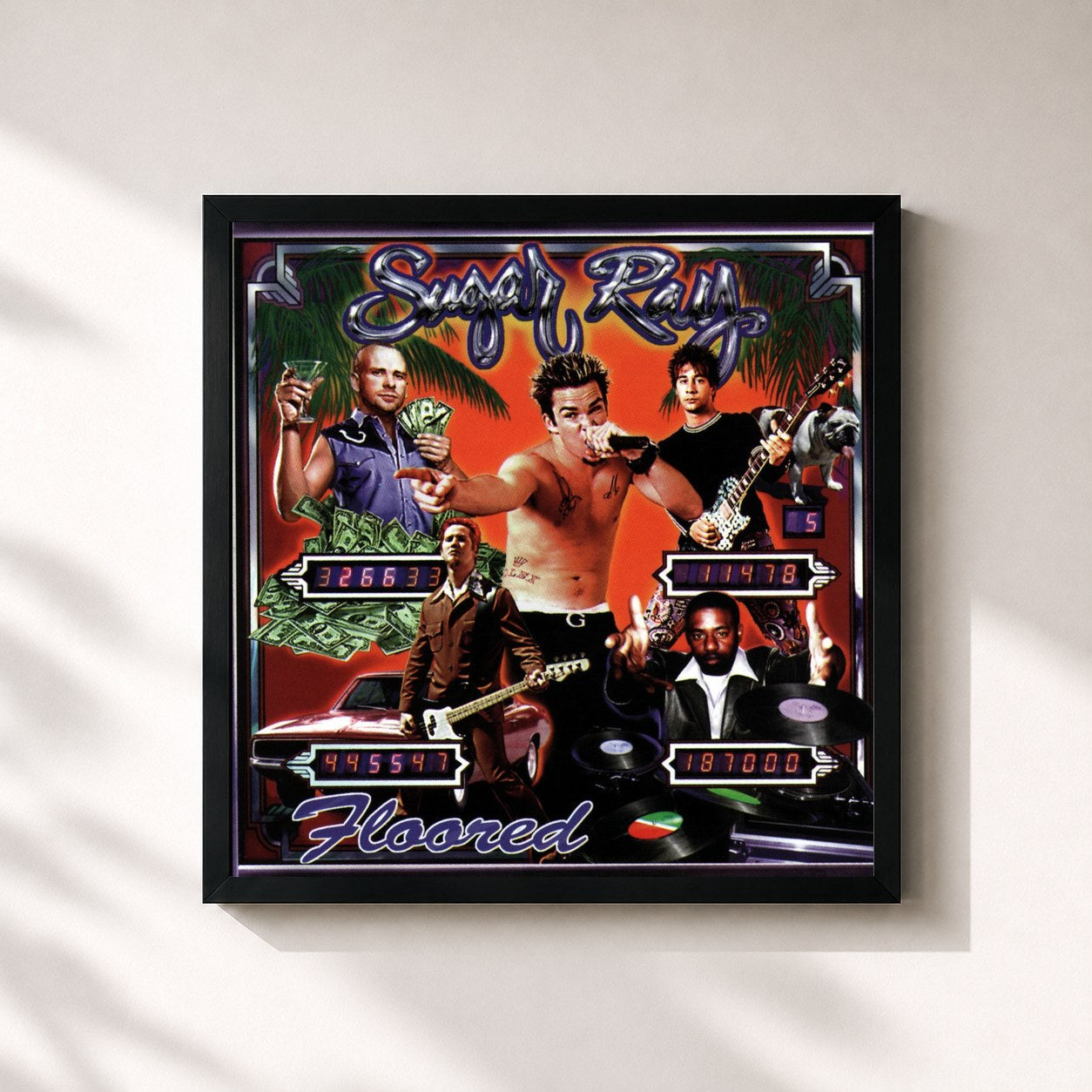 #noir Tableau carré de l'album Floored de Sugar Ray, cadre noir 32x32 cm