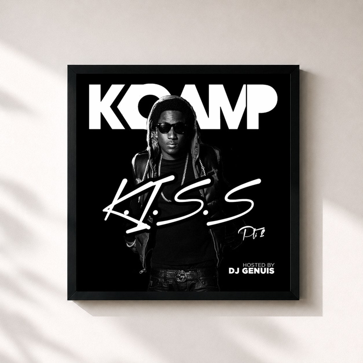 #noir Tableau carré de l'album Kiss: Part 2 de K Camp, cadre noir 32x32 cm