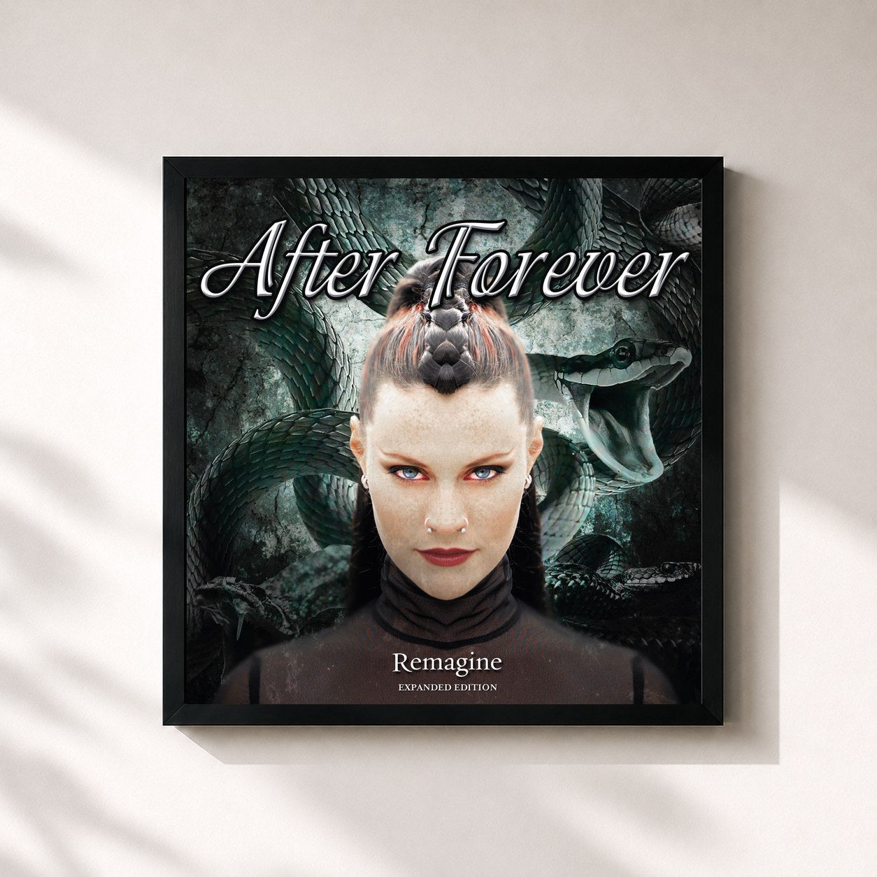 #noir Tableau carré de l'album Remagine: The Sessions de Floor Jansen, cadre noir 32x32 cm