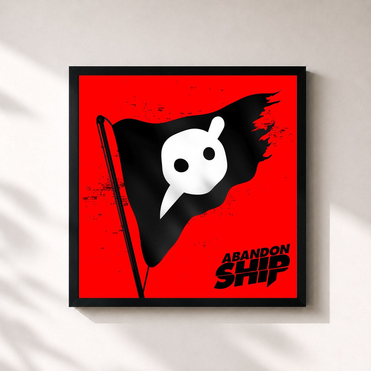 #noir Tableau carré de l'album Abandon Ship de Knife Party, cadre noir 32x32 cm