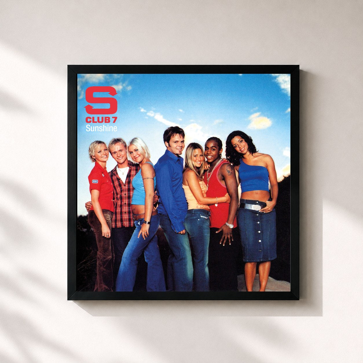 #noir Tableau carré de l'album Sunshine de S Club, cadre noir 32x32 cm