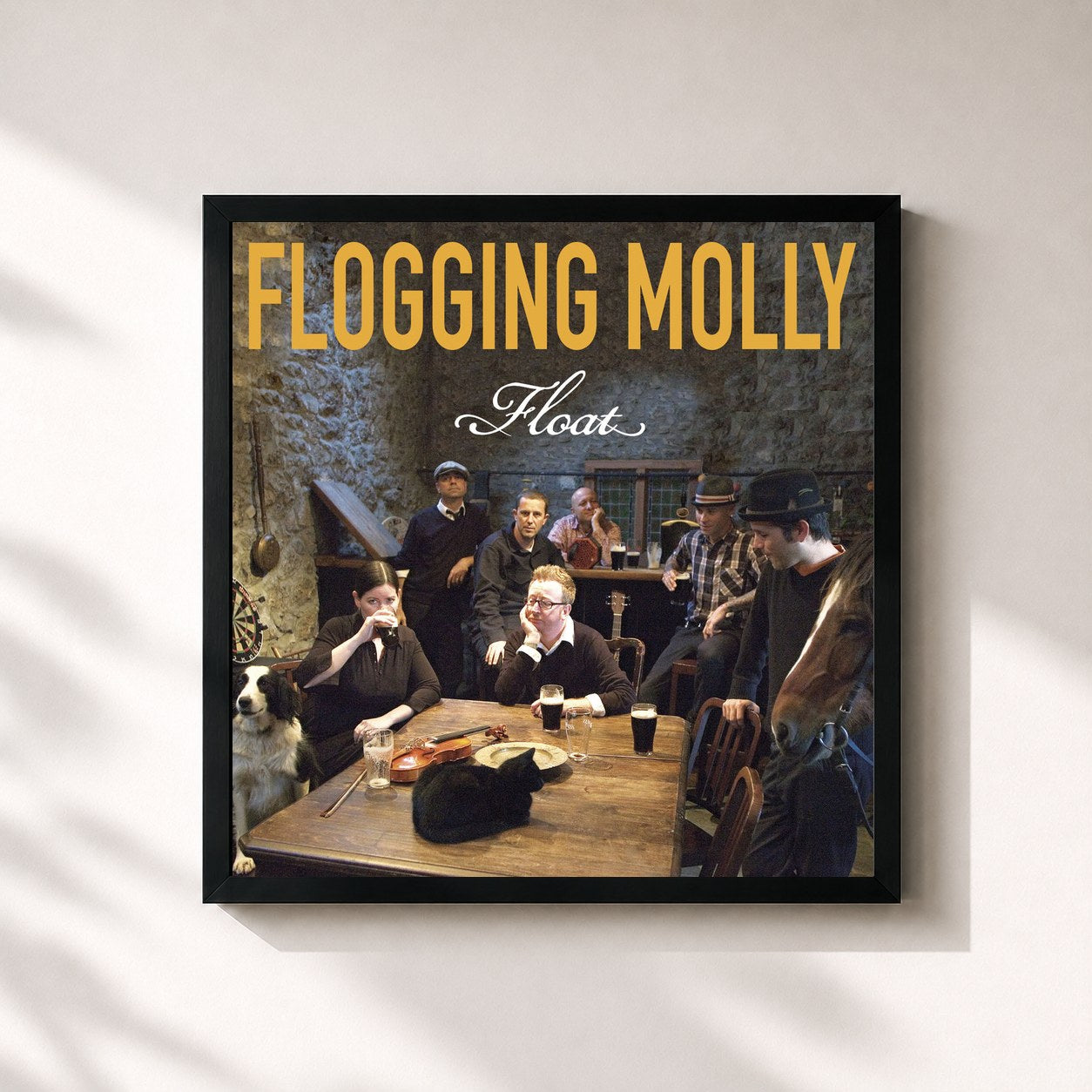 #noir Tableau carré de l'album Float de Flogging Molly, cadre noir 32x32 cm