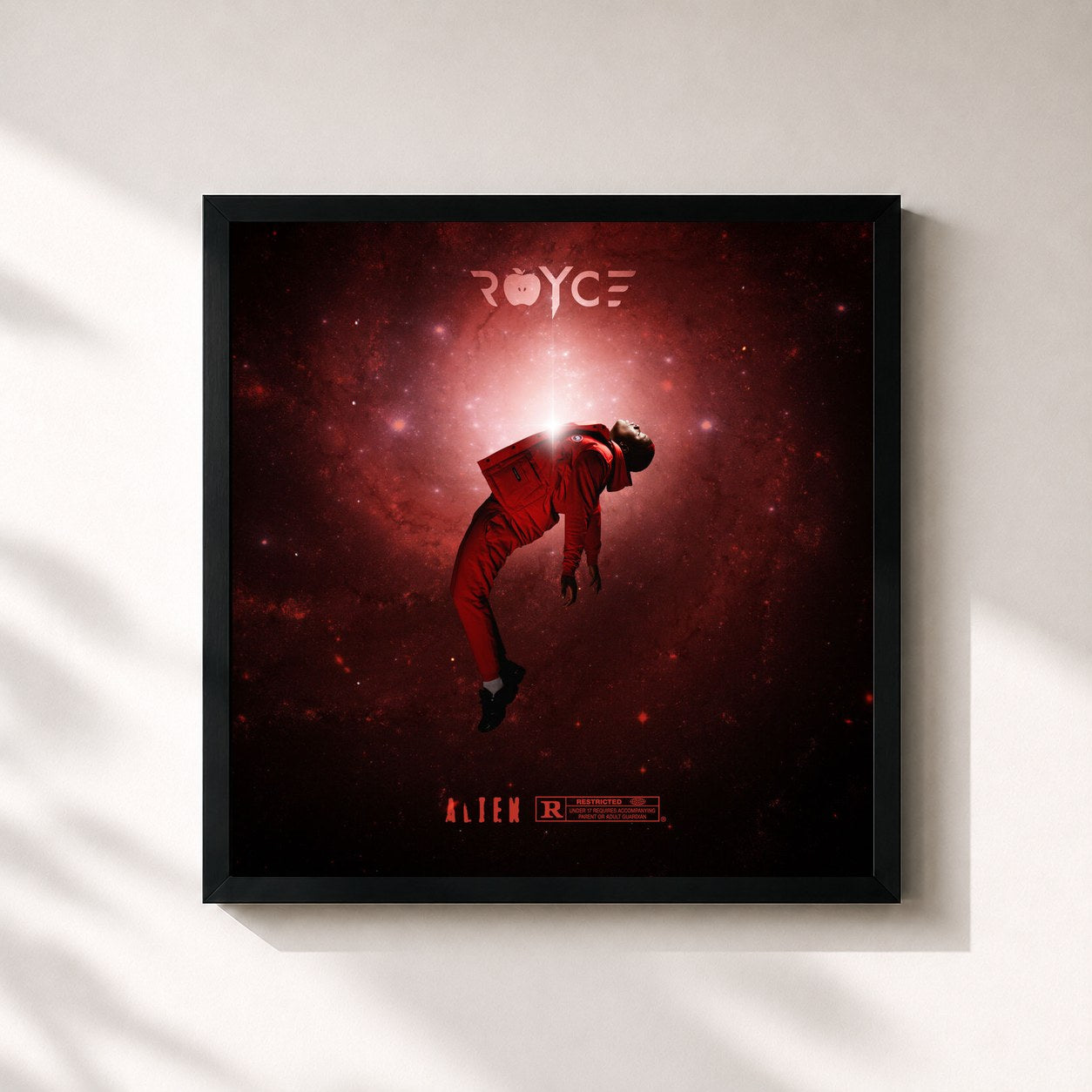 #noir Tableau carré de l'album Alien de Royce, cadre noir 32x32 cm