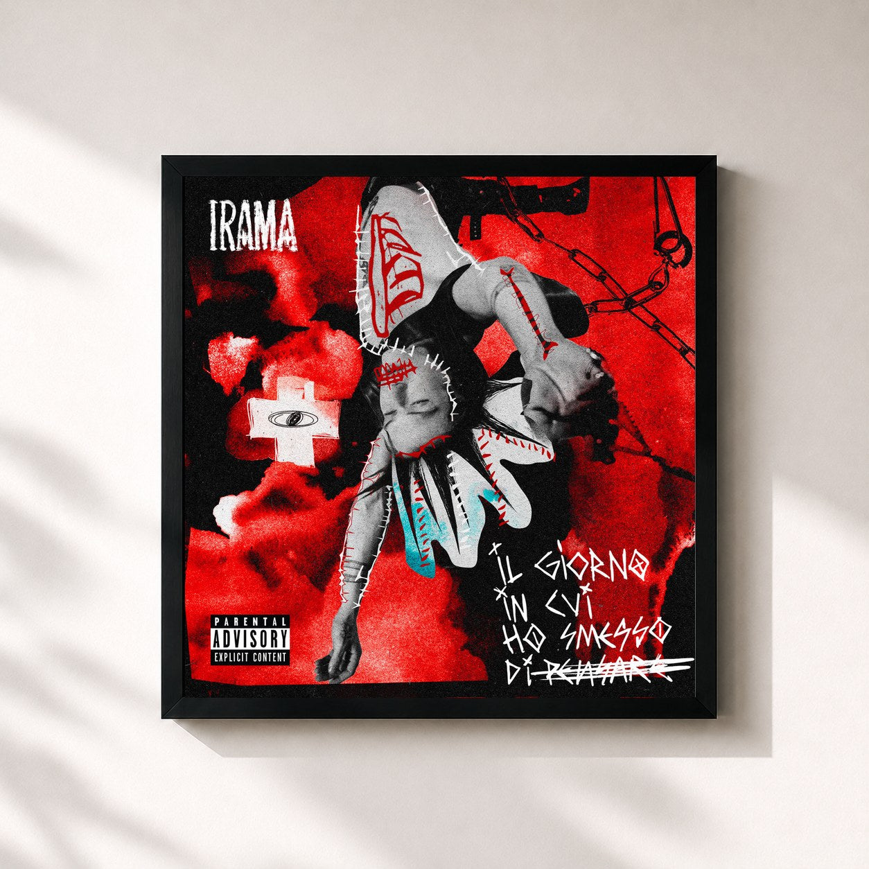 #noir Tableau carré de l'album Il giorno in cui ho smesso di pensare (Deluxe Edition) de Irama, cadre noir 32x32 cm