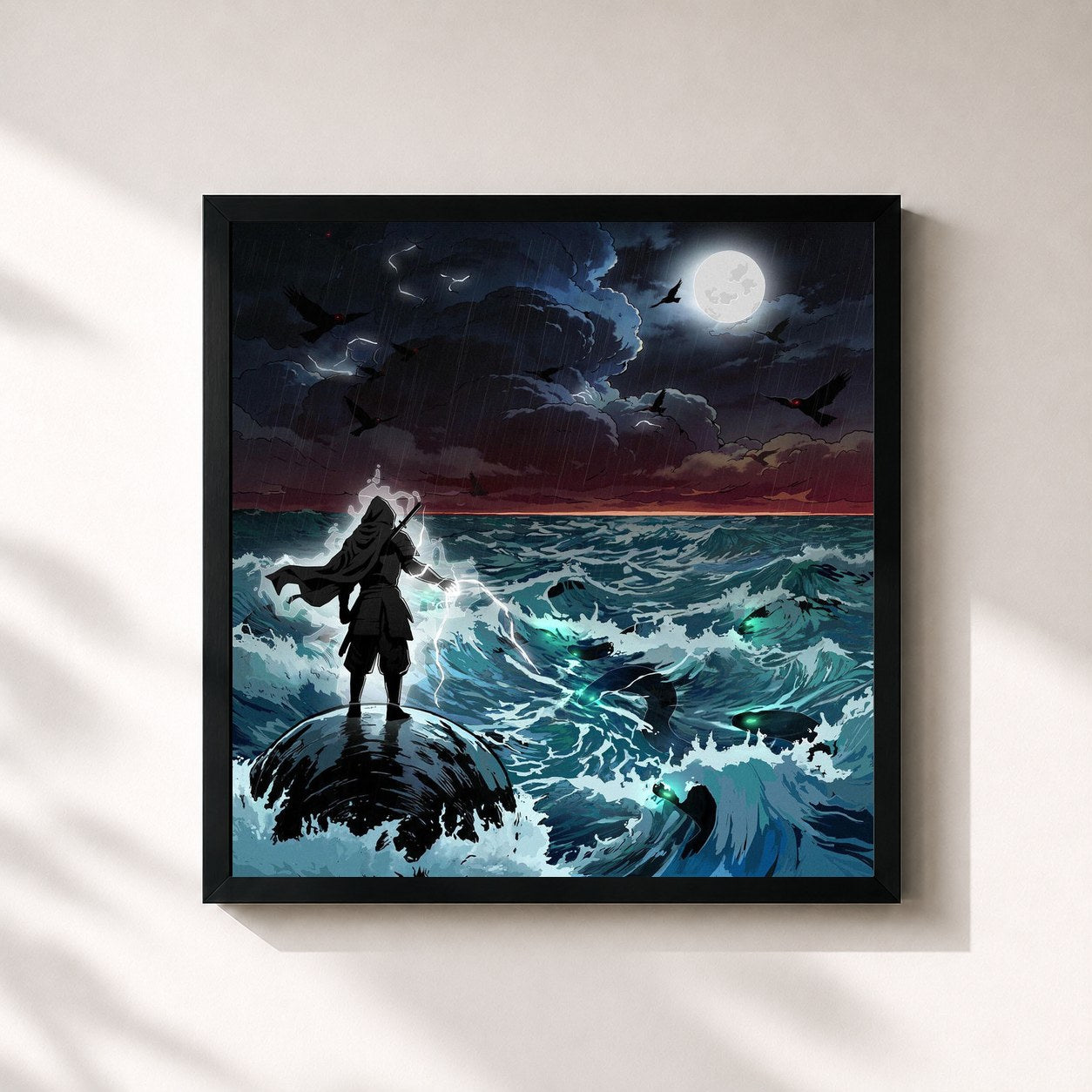#noir Tableau carré de l'album SAMURAI II de Beny Jr, cadre noir 32x32 cm