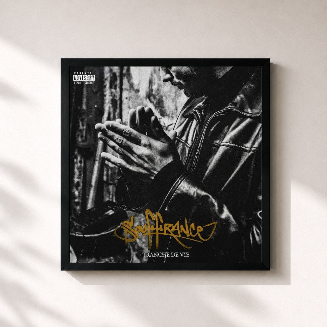 #noir Tableau carré de l'album Tranche de vie de Souffrance, cadre noir 32x32 cm