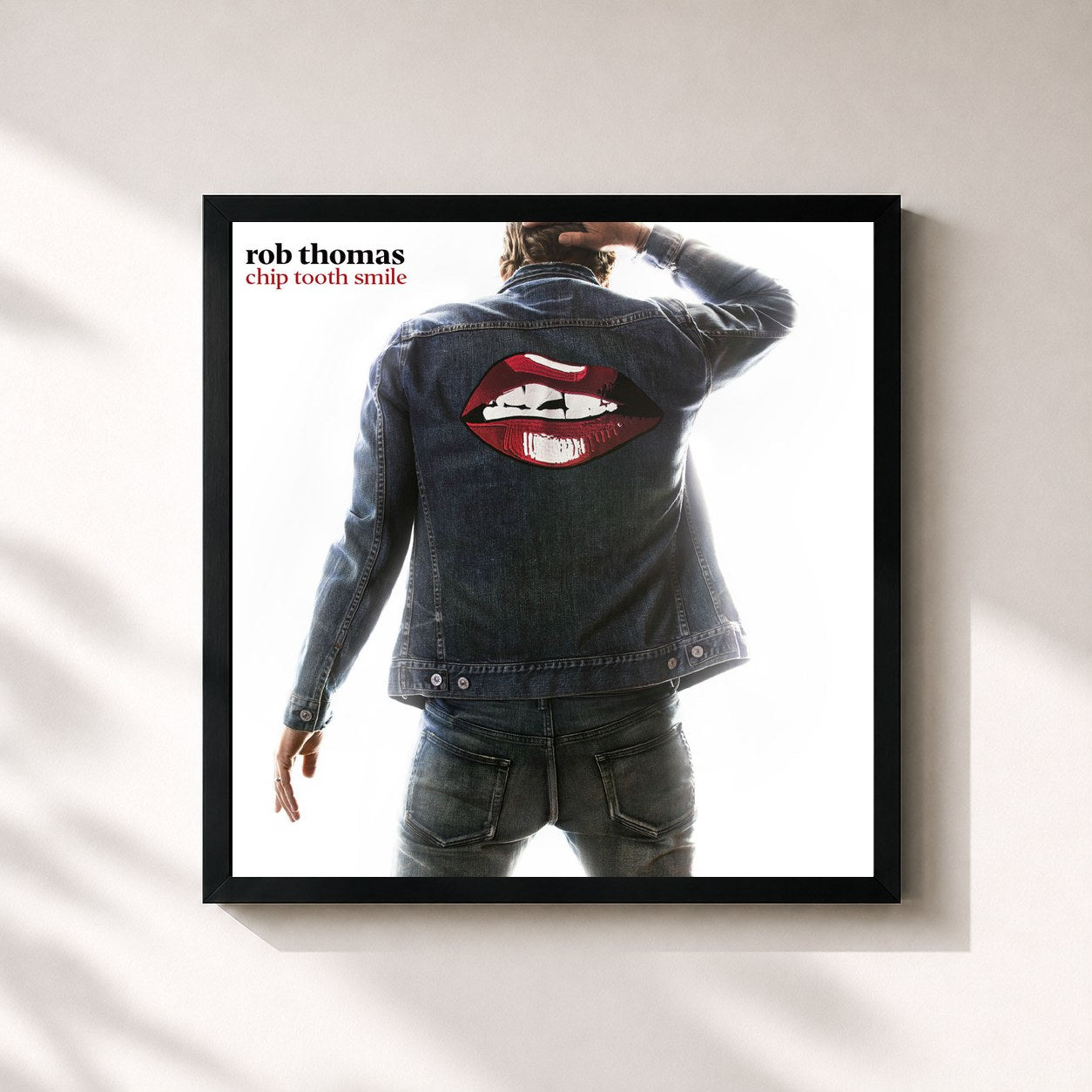 #noir Tableau carré de l'album Chip Tooth Smile de Rob Thomas, cadre noir 32x32 cm