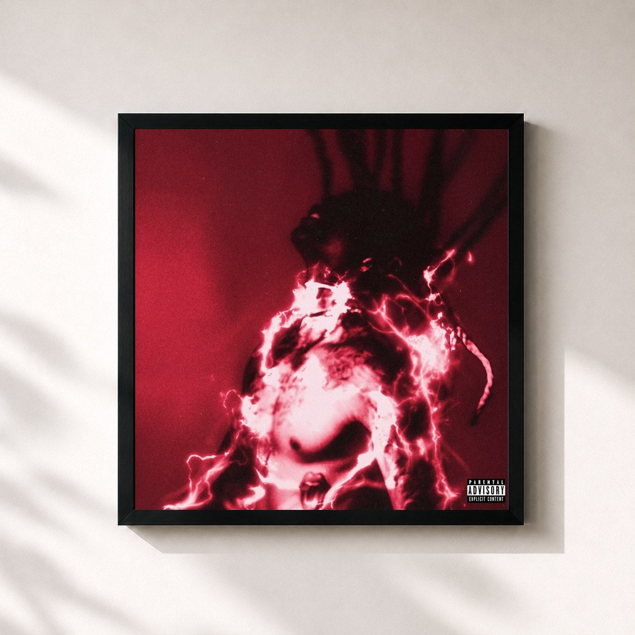 #noir Tableau carré de l'album CHARGED UP de Ronny J, cadre noir 32x32 cm