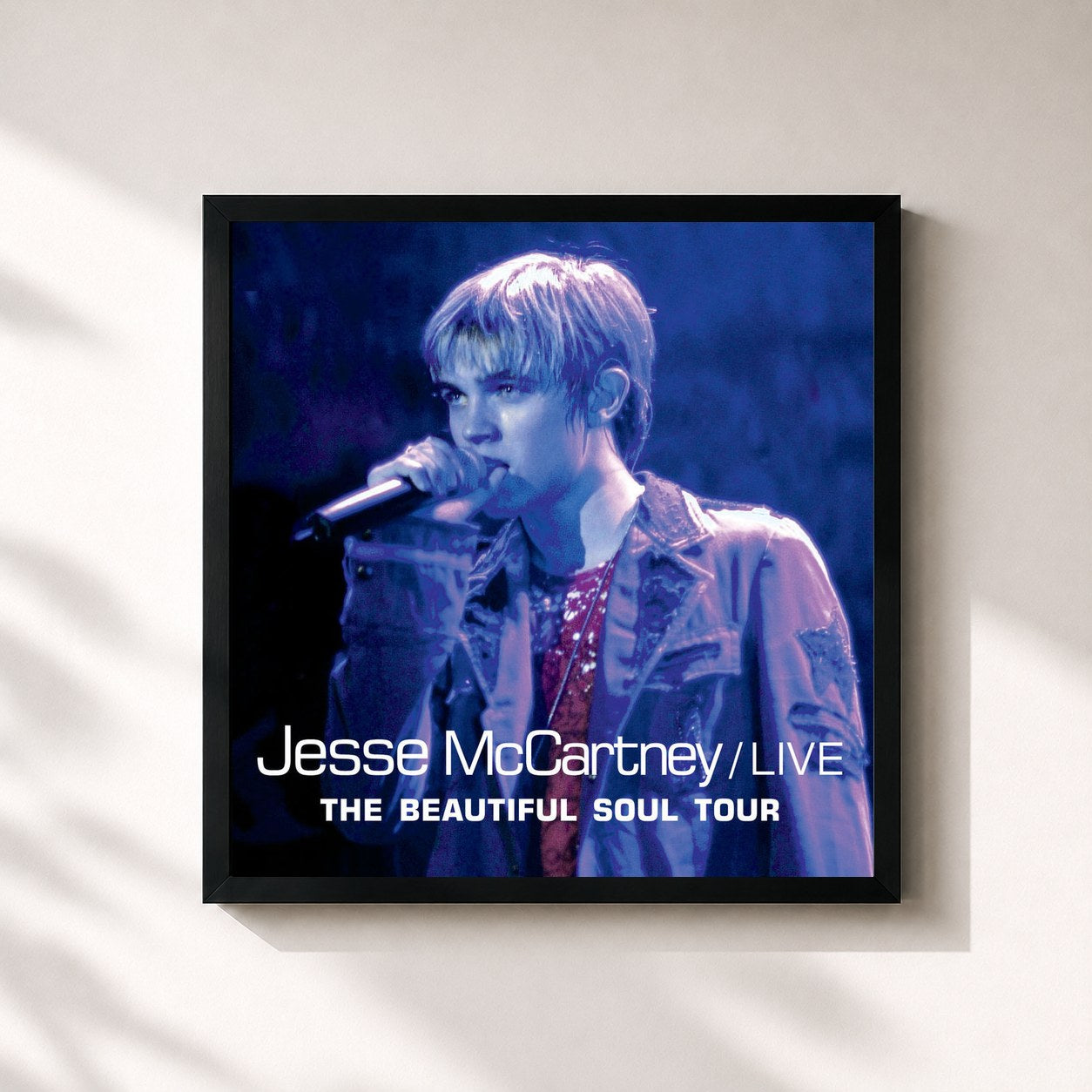 #noir Tableau carré de l'album The Beautiful Soul Tour de Jesse McCartney, cadre noir 32x32 cm