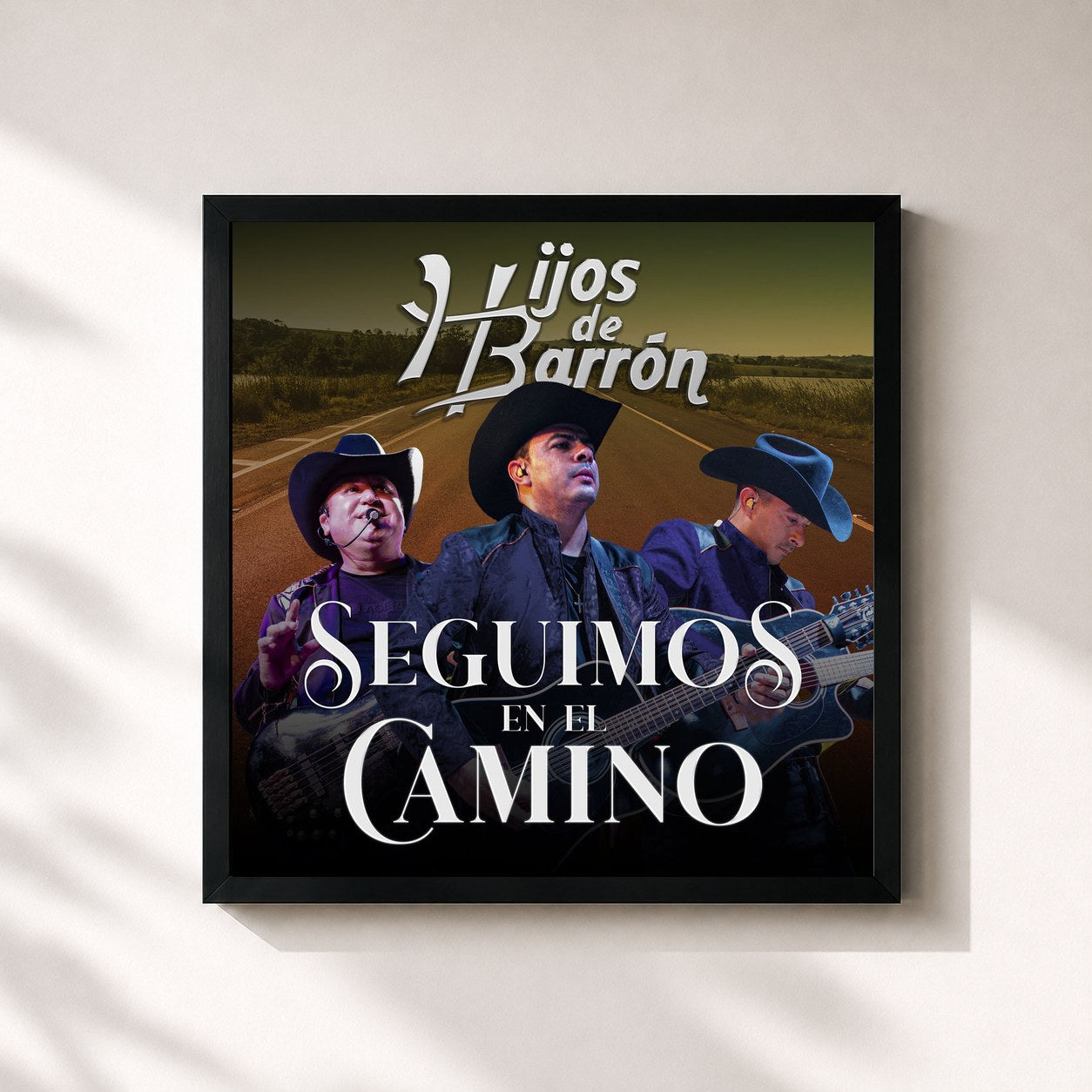 #noir Tableau carré de l'album Seguimos en el Camino de Hijos De Barron, cadre noir 32x32 cm