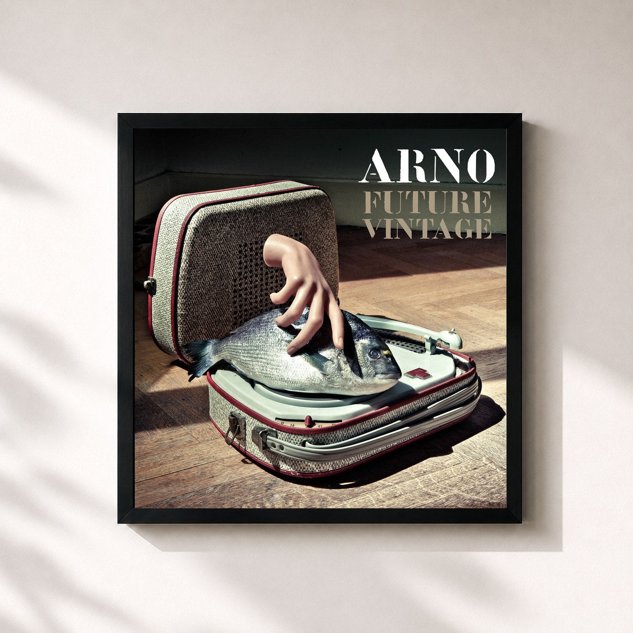 #noir Tableau carré de l'album Future Vintage de Arno, cadre noir 32x32 cm