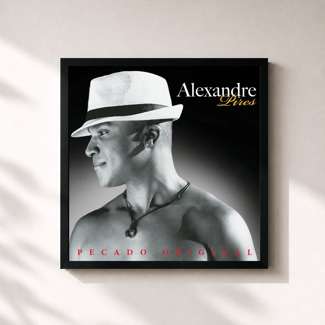 #noir Tableau carré de l'album Pecado Original de Alexandre Pires, cadre noir 32x32 cm