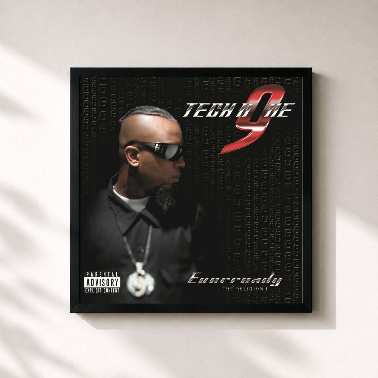 #noir Tableau carré de l'album Everready de Tech N9ne, cadre noir 32x32 cm