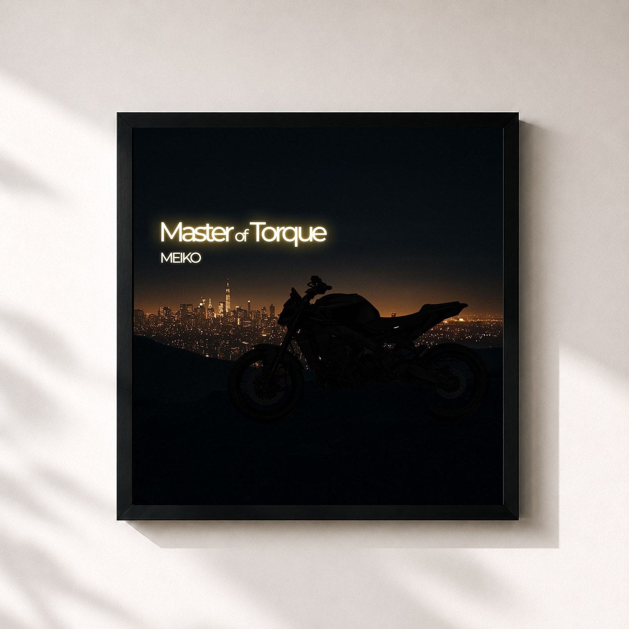 #noir Tableau carré de l'album Master of Torque de Meiko, cadre noir 32x32 cm