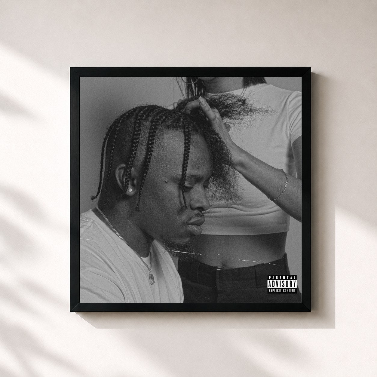 #noir Tableau carré de l'album No Love Lost de Blxst, cadre noir 32x32 cm