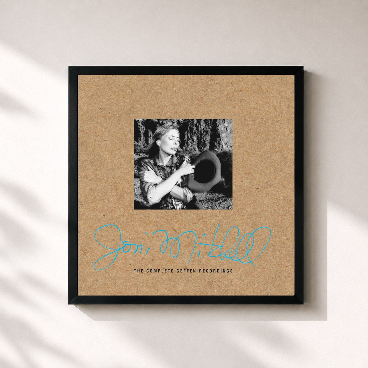 #noir Tableau carré de l'album The Complete Geffen Recordings de Joni Mitchell, cadre noir 32x32 cm