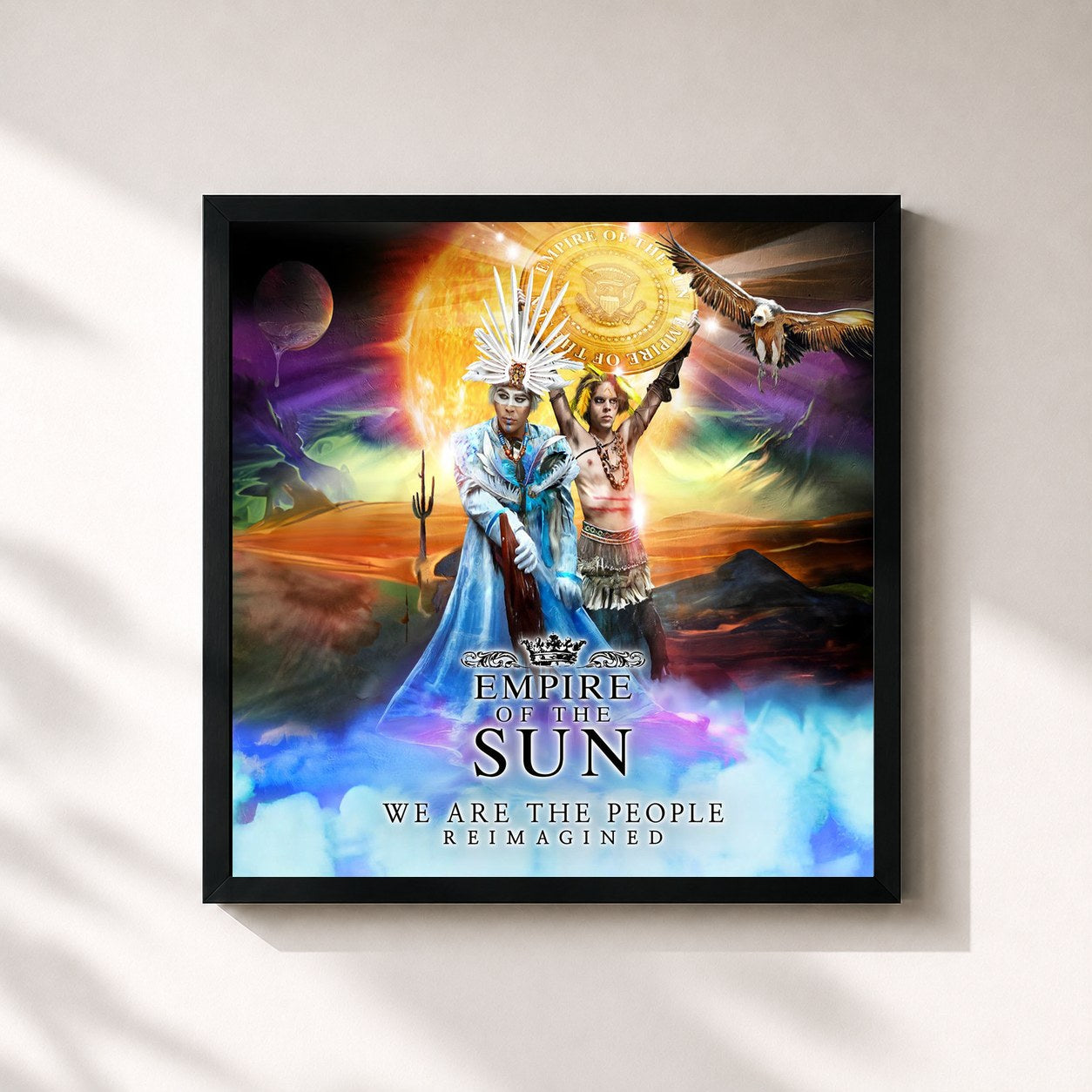 #noir Tableau carré de l'album We Are The People (Reimagined) de Empire of the Sun, cadre noir 32x32 cm