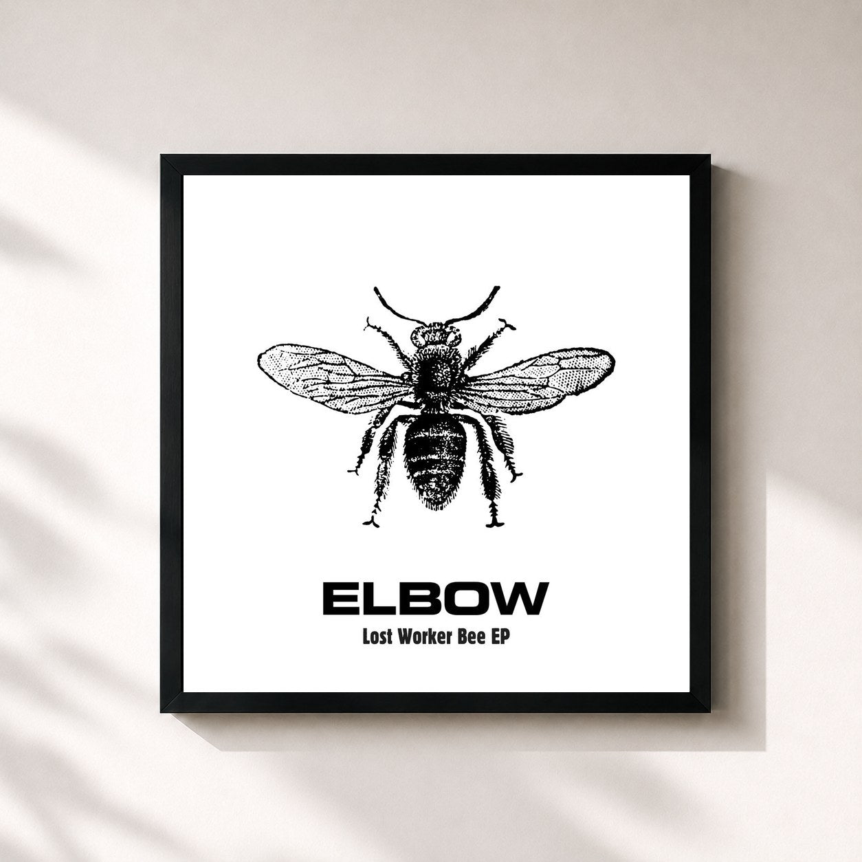#noir Tableau carré de l'album Lost Worker Bee - EP de Elbow, cadre noir 32x32 cm