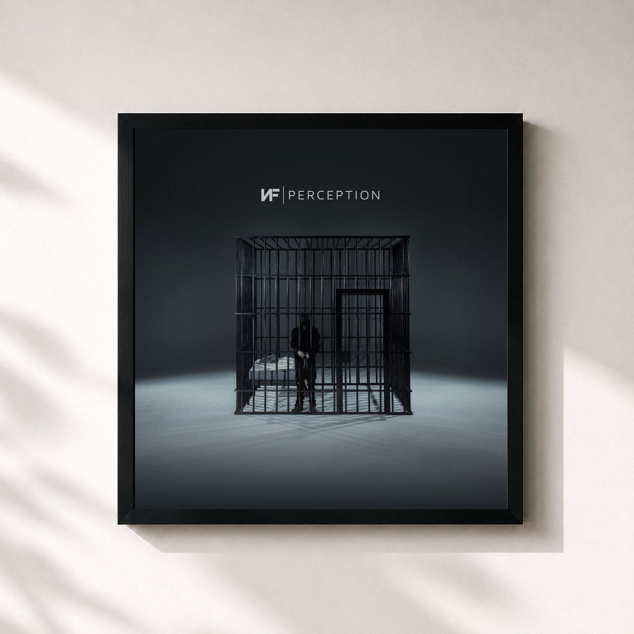 #noir Tableau carré de l'album Perception de NF, cadre noir 32x32 cm