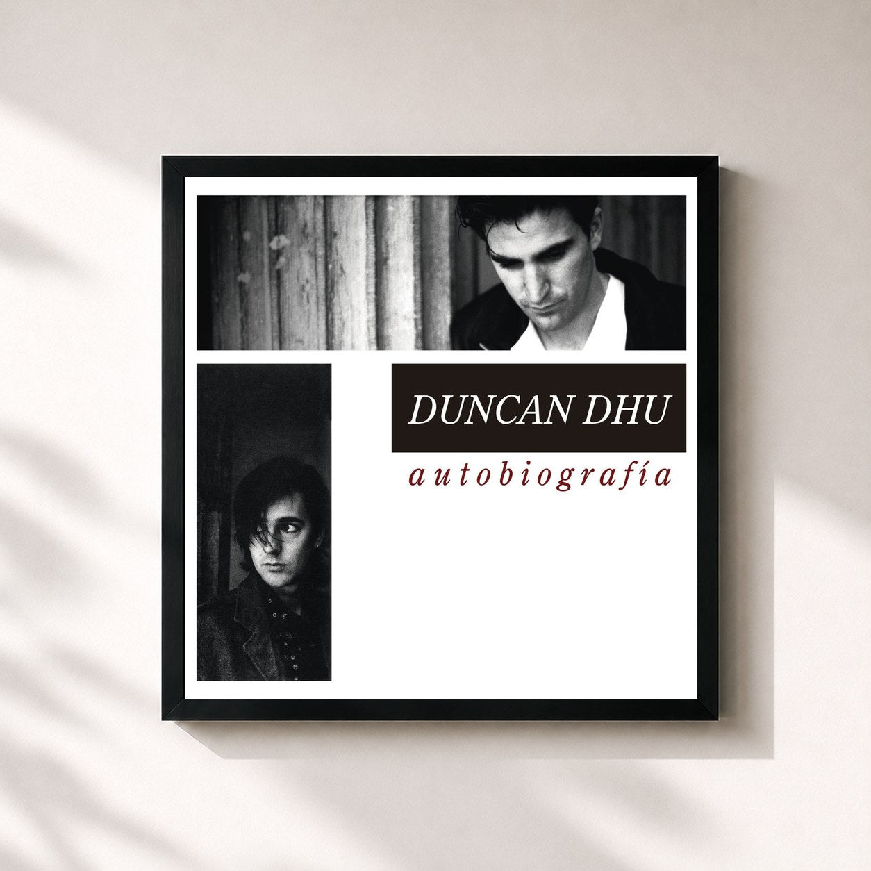 #noir Tableau carré de l'album Autobiografía (Edición especial) de Duncan Dhu, cadre noir 32x32 cm