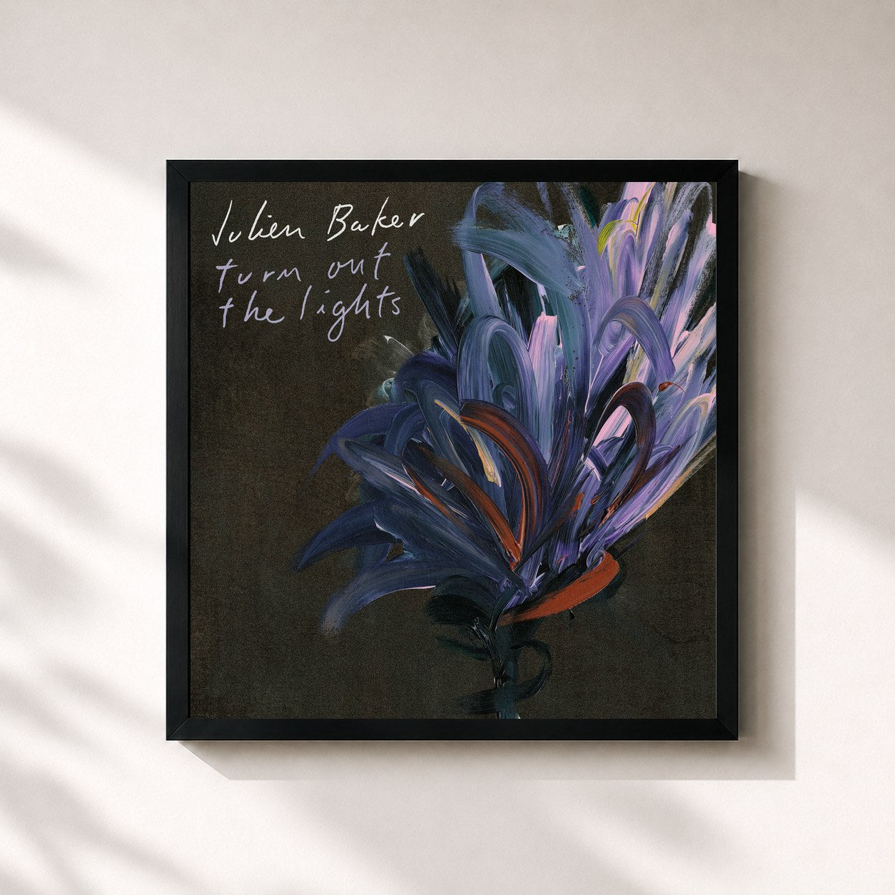 #noir Tableau carré de l'album Turn Out the Lights de Julien Baker, cadre noir 32x32 cm