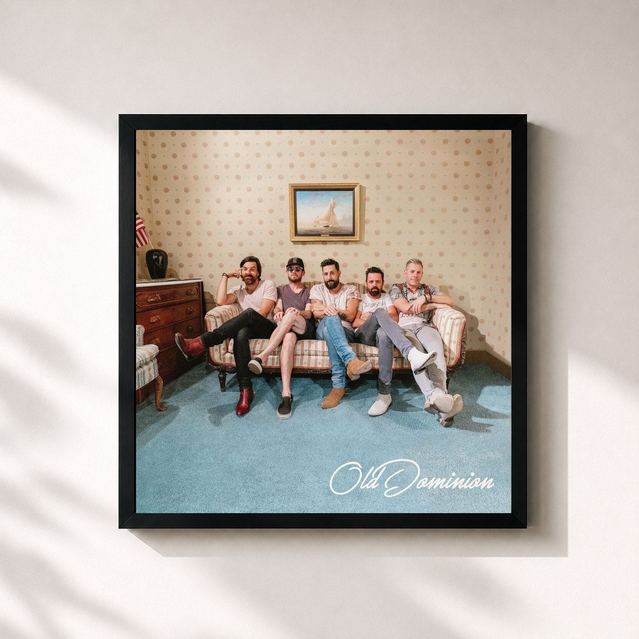 #noir Tableau carré de l'album Old Dominion de Old Dominion, cadre noir 32x32 cm