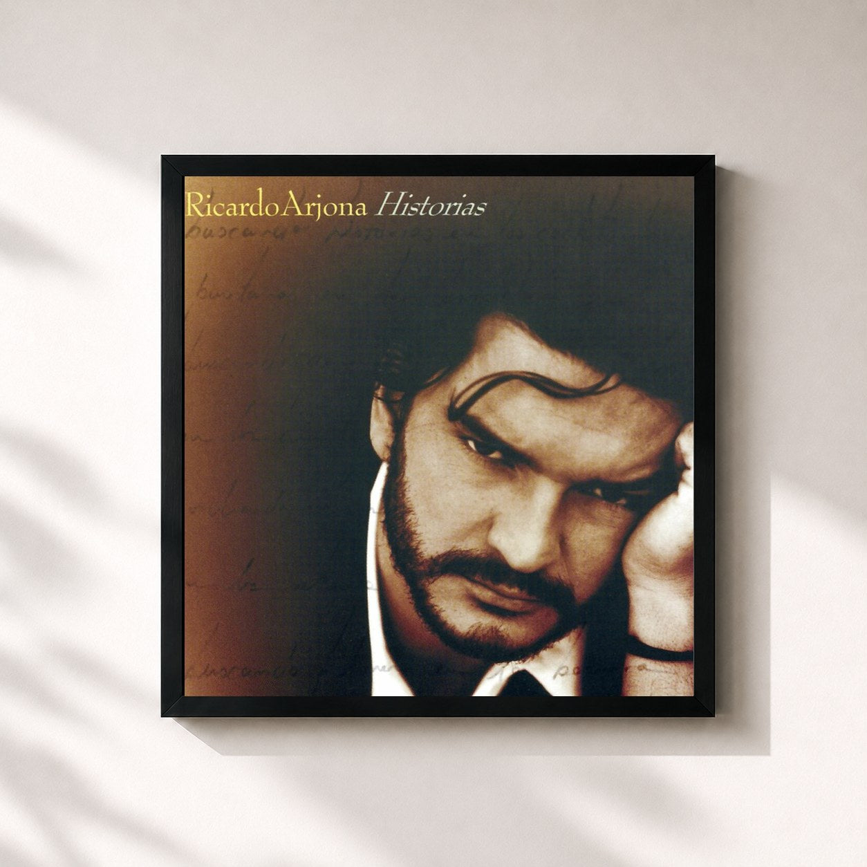 #noir Tableau carré de l'album Historias de Ricardo Arjona, cadre noir 32x32 cm