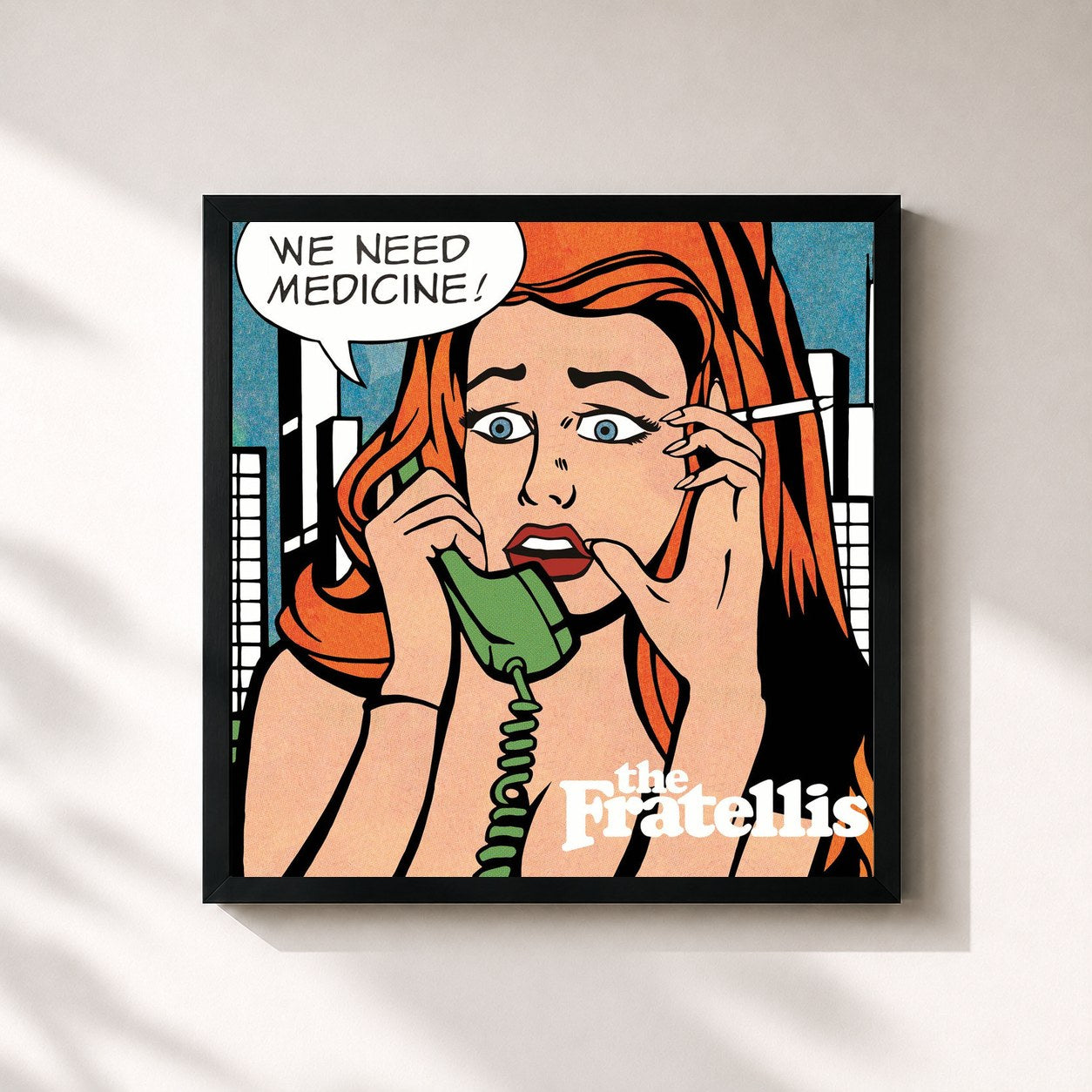 #noir Tableau carré de l'album We Need Medicine de The Fratellis, cadre noir 32x32 cm