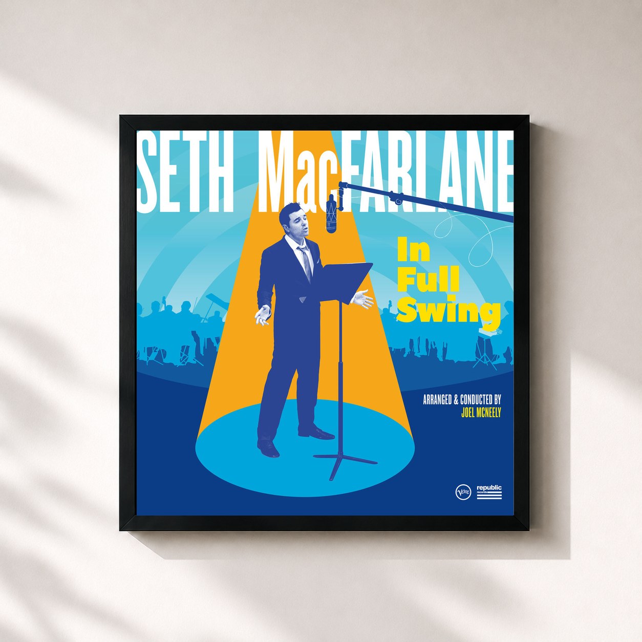 #noir Tableau carré de l'album In Full Swing de Seth MacFarlane, cadre noir 32x32 cm