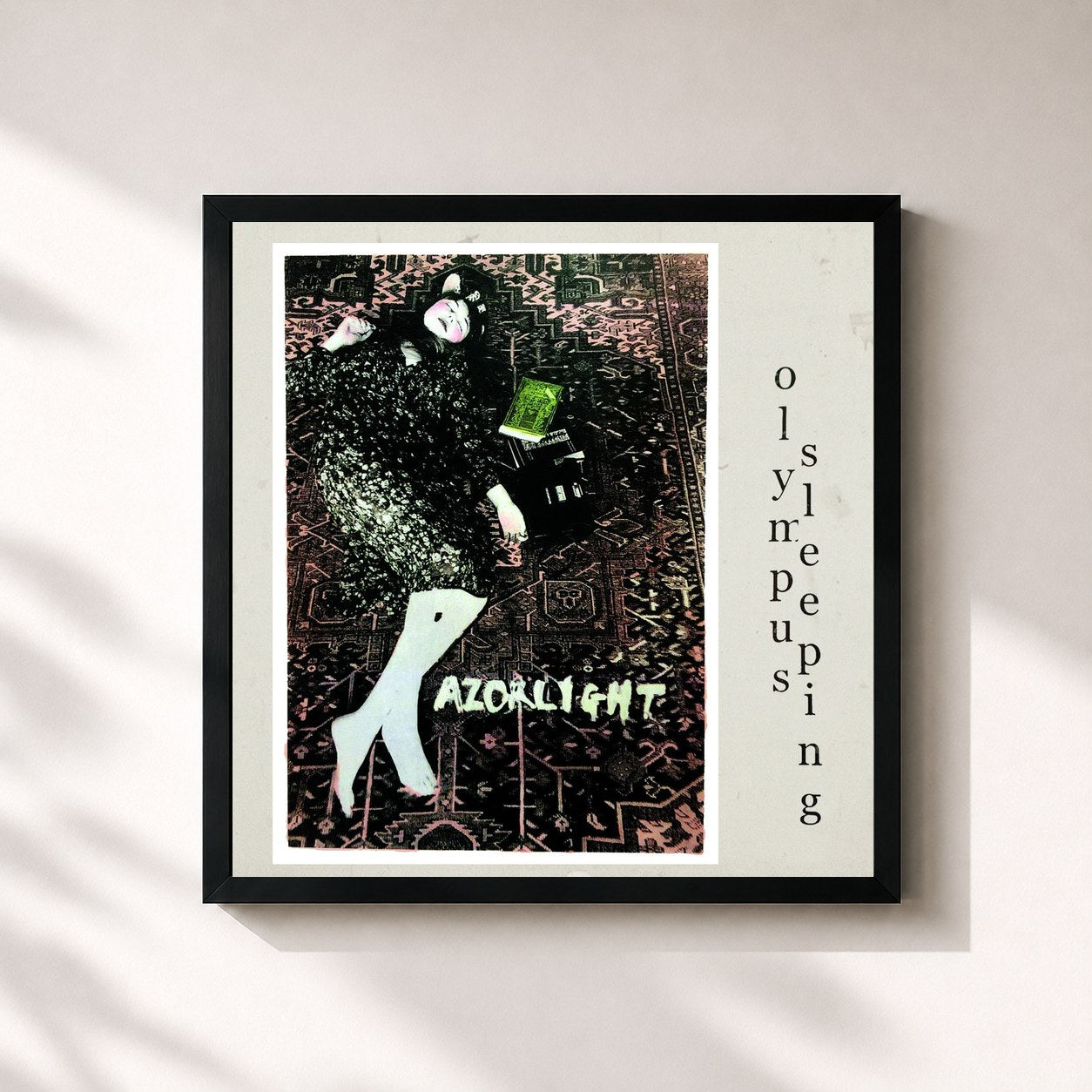#noir Tableau carré de l'album Olympus Sleeping de Razorlight, cadre noir 32x32 cm