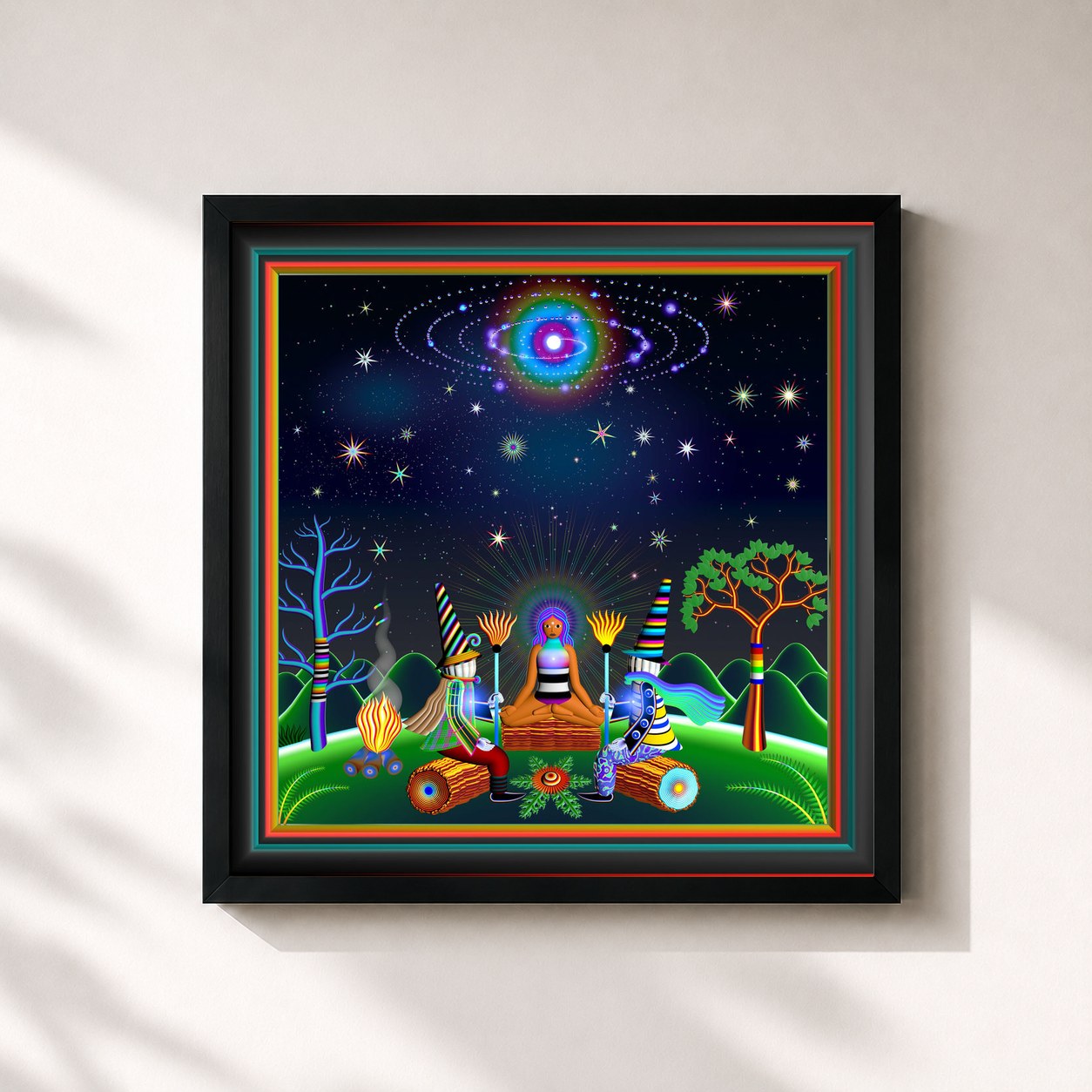 #noir Tableau carré de l'album LIGHT+ de Crystal Fighters, cadre noir 32x32 cm