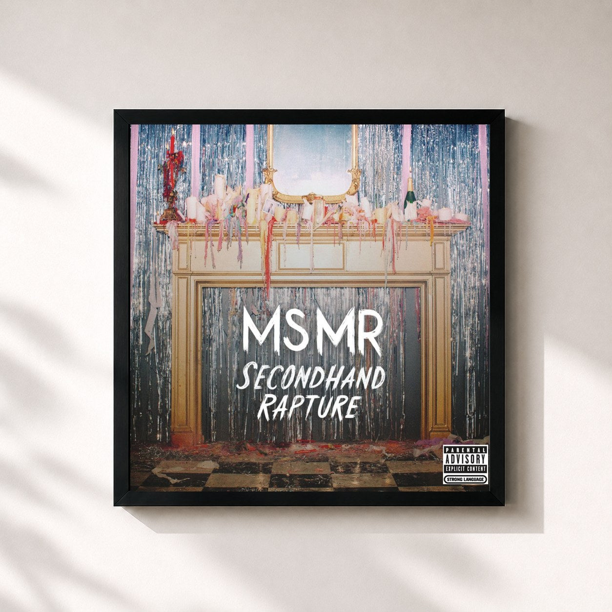 #noir Tableau carré de l'album Secondhand Rapture de Ms Mr, cadre noir 32x32 cm