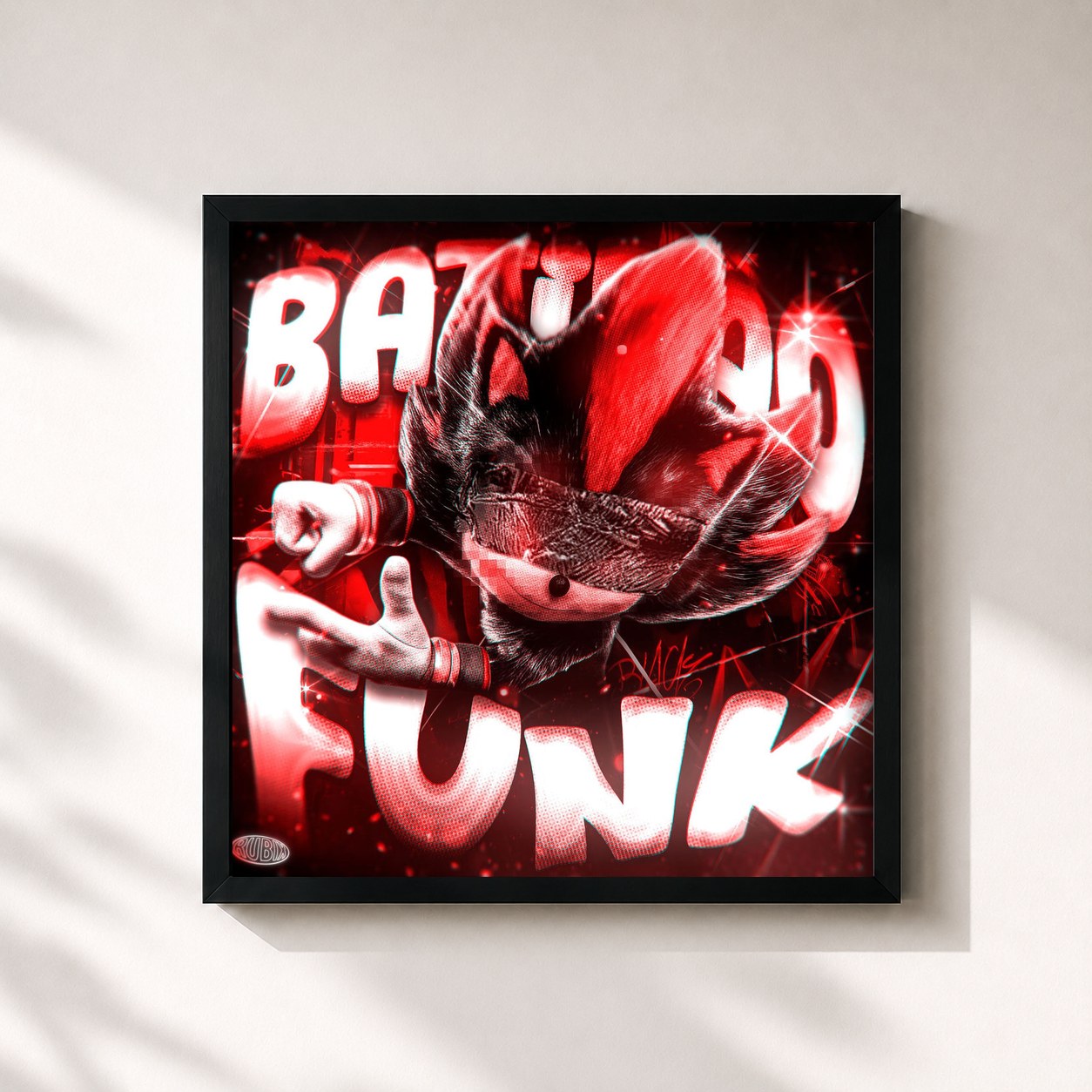 #noir Tableau carré de l'album BATIDAO FUNK de ZXKAI, cadre noir 32x32 cm