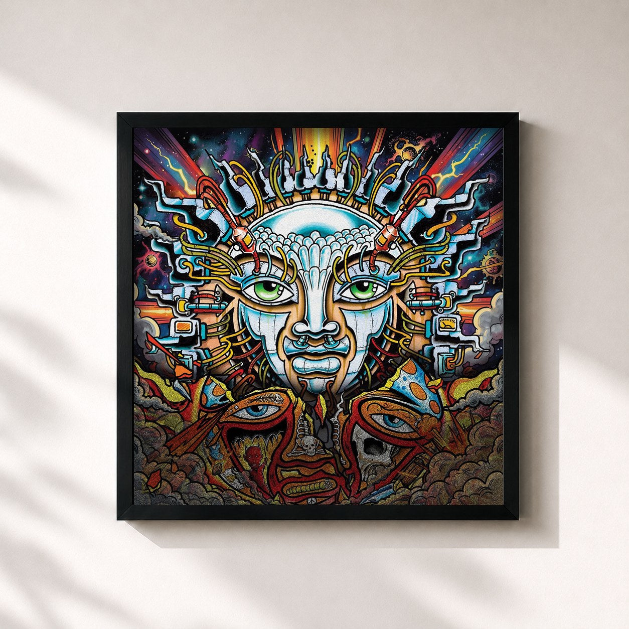 #noir Tableau carré de l'album Until The Sun Explodes de Sublime, cadre noir 32x32 cm