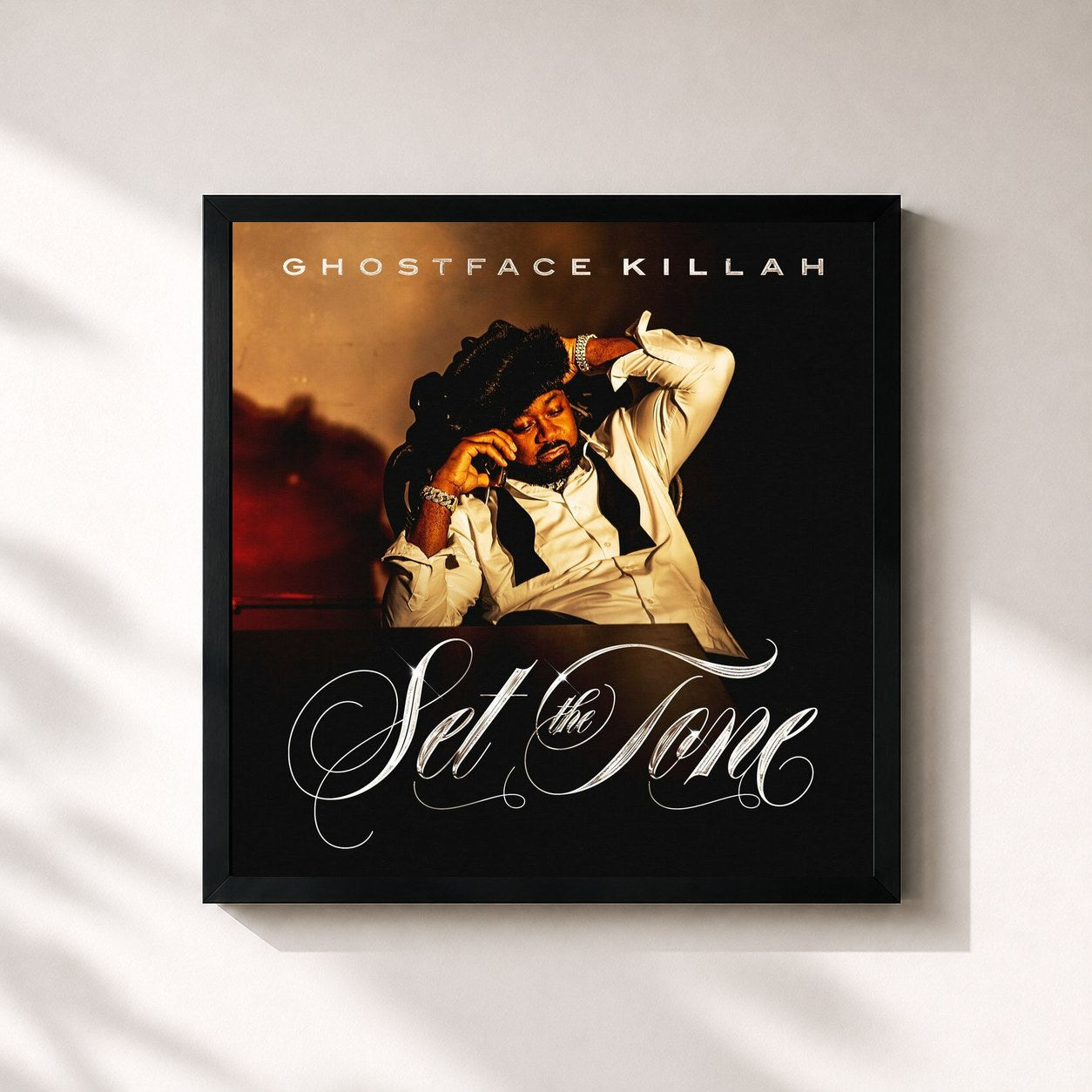 #noir Tableau carré de l'album Set The Tone (Guns & Roses) de Ghostface Killah, cadre noir 32x32 cm