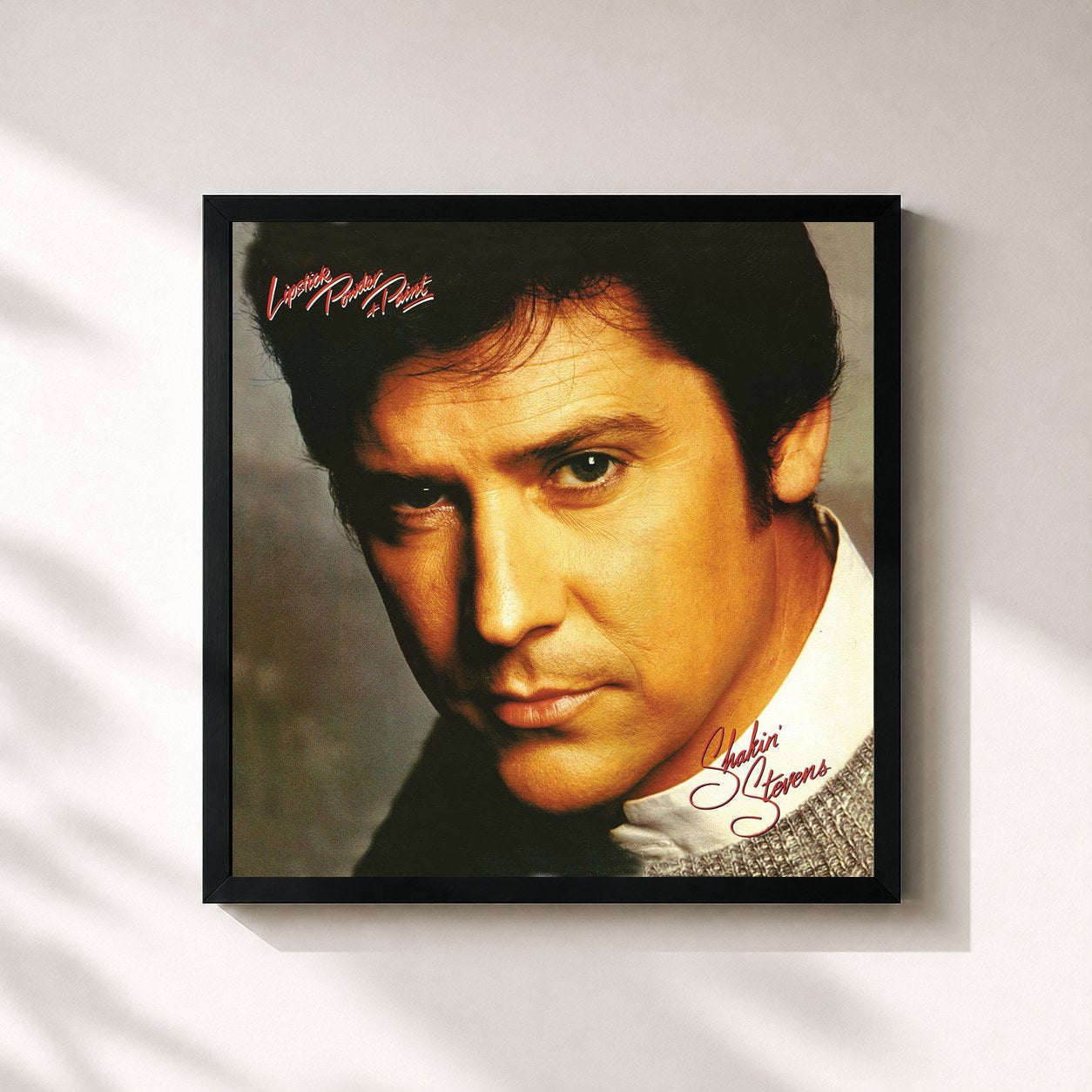 #noir Tableau carré de l'album Lipstick, Powder and Paint de Shakin' Stevens, cadre noir 32x32 cm