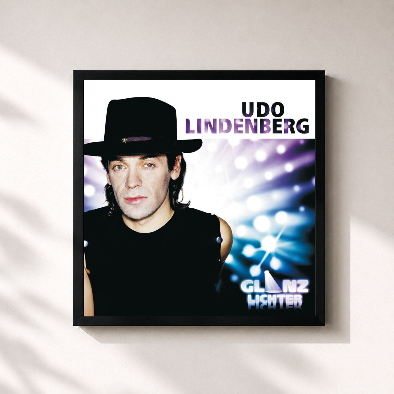 #noir Tableau carré de l'album Glanzlichter de Udo Lindenberg, cadre noir 32x32 cm