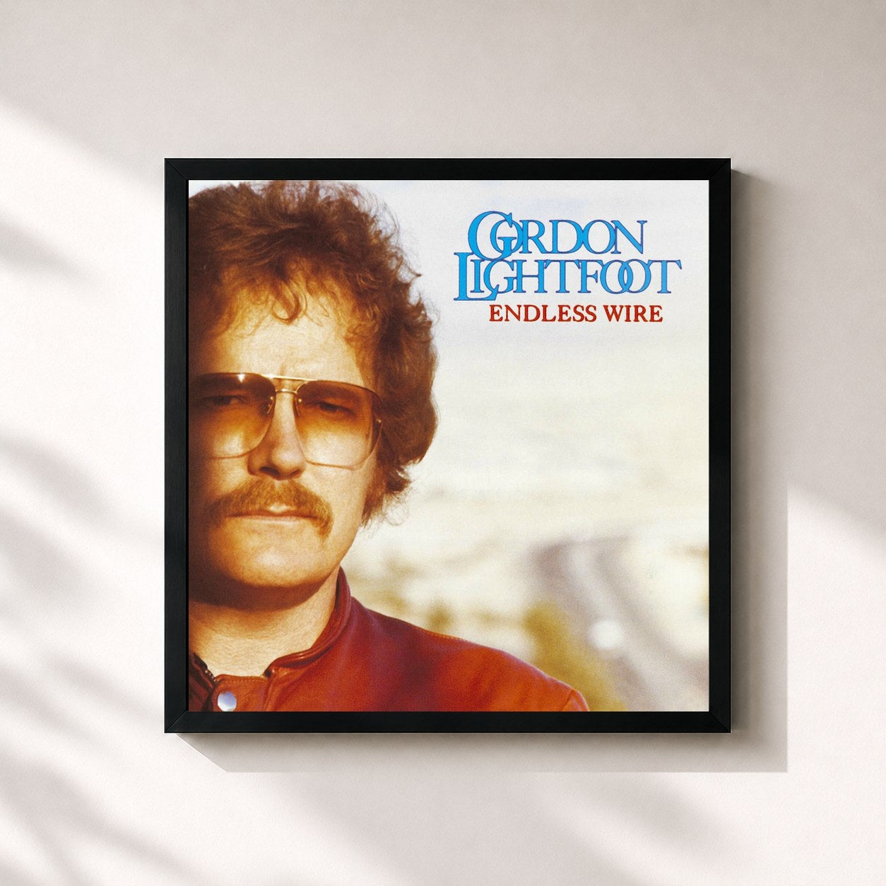 #noir Tableau carré de l'album Endless Wire de Gordon Lightfoot, cadre noir 32x32 cm