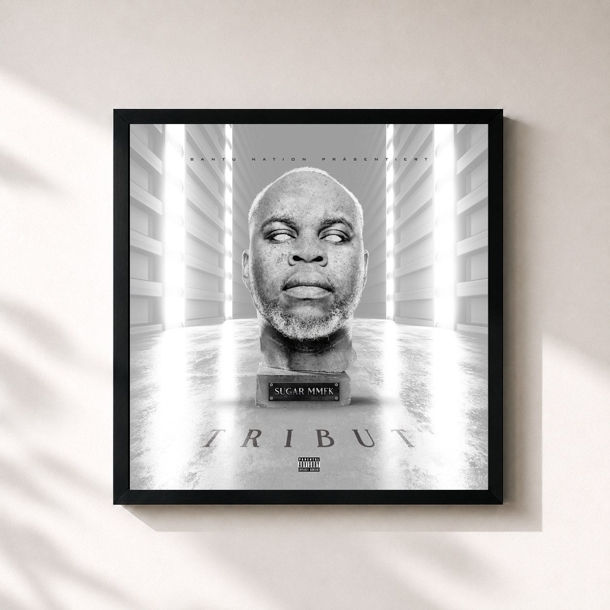 #noir Tableau carré de l'album Tribut de Sugar MMFK, cadre noir 32x32 cm