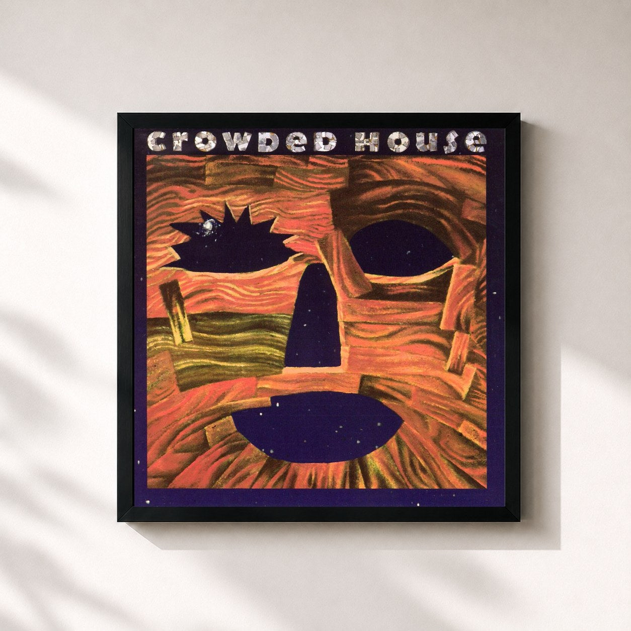 #noir Tableau carré de l'album Woodface de Crowded House, cadre noir 32x32 cm