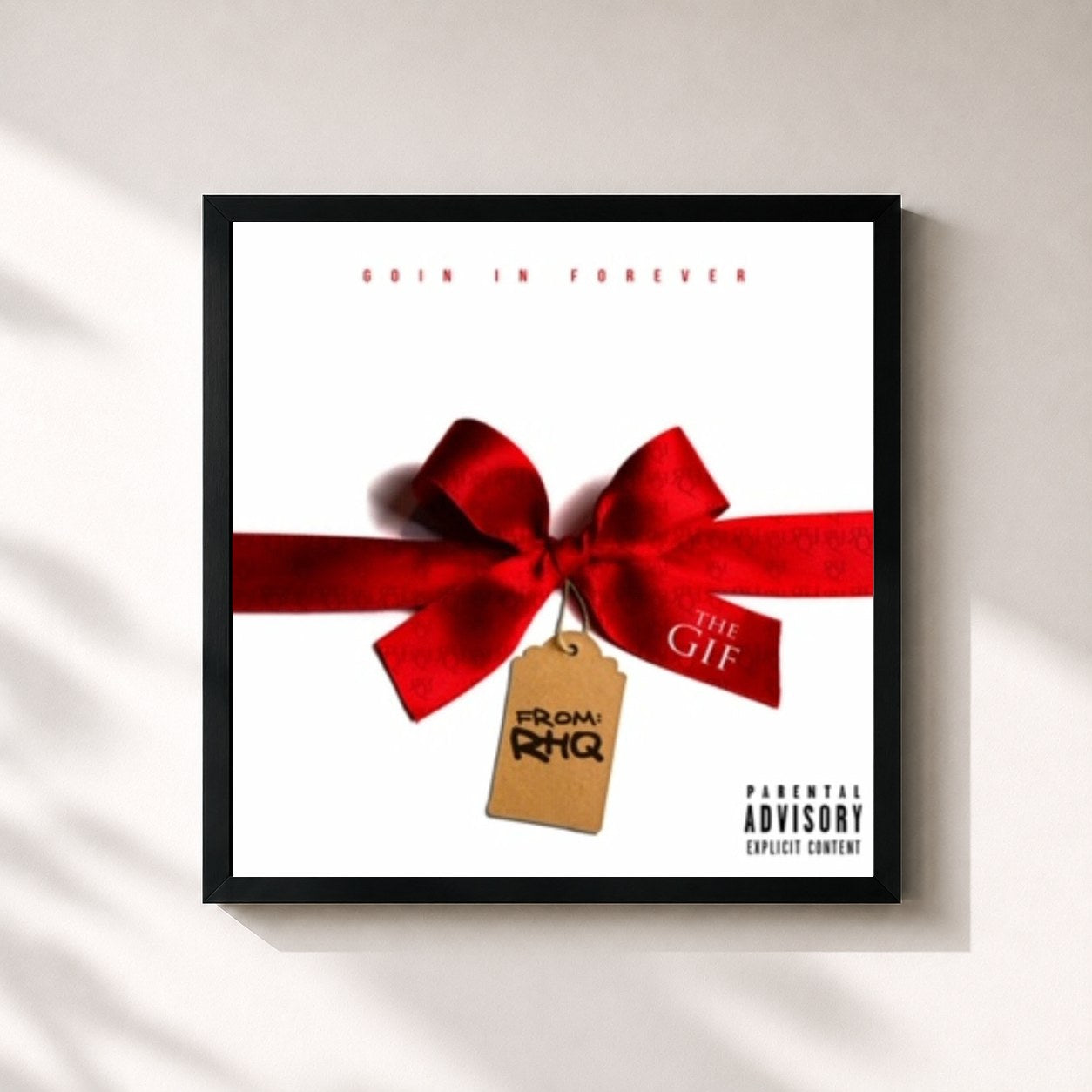 #noir Tableau carré de l'album The Gif de Rich Homie Quan, cadre noir 32x32 cm