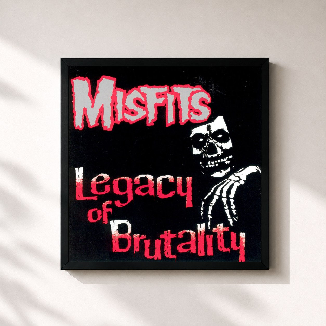 #noir Tableau carré de l'album Legacy Of Brutality de Misfits, cadre noir 32x32 cm