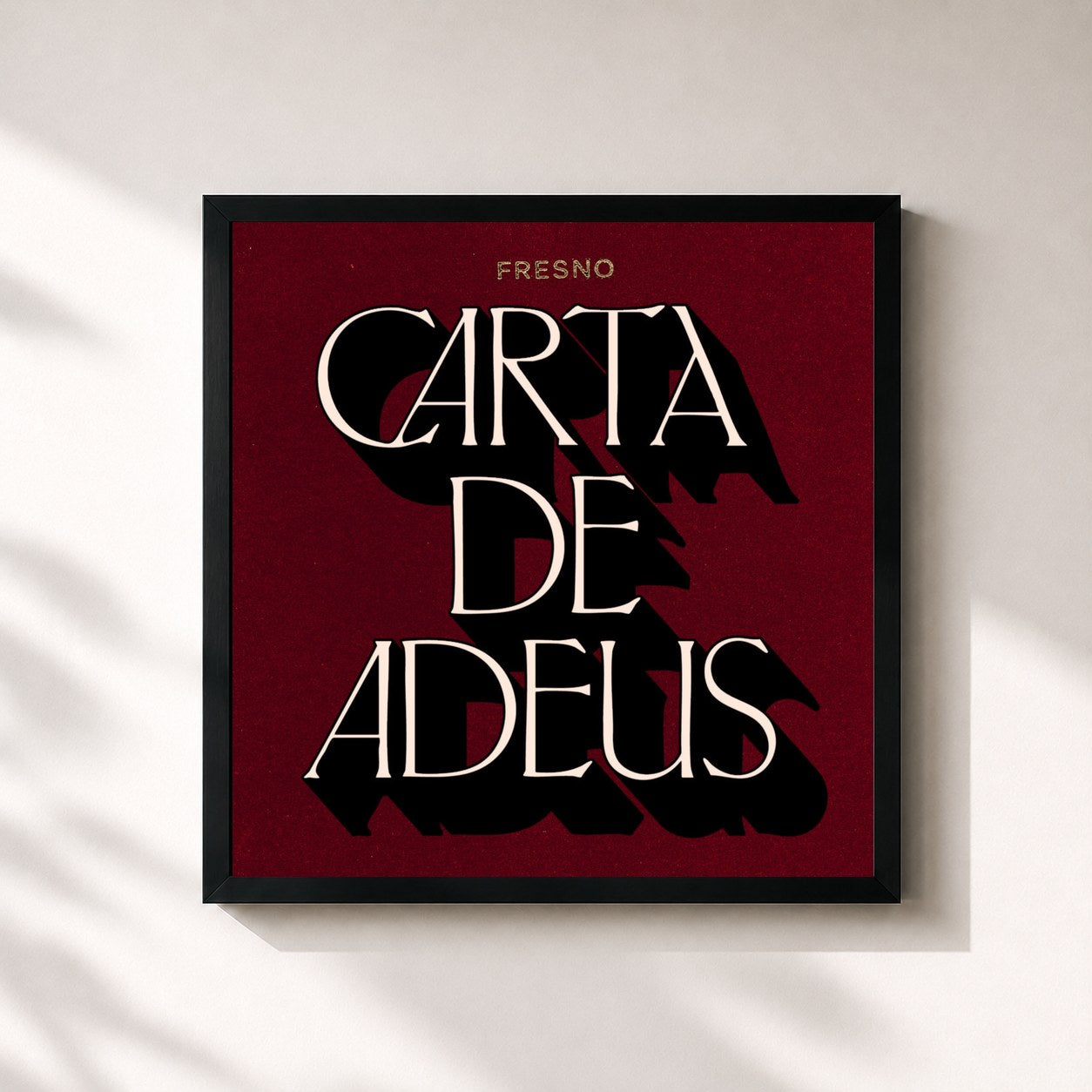 #noir Tableau carré de l'album Carta de Adeus de Fresno, cadre noir 32x32 cm