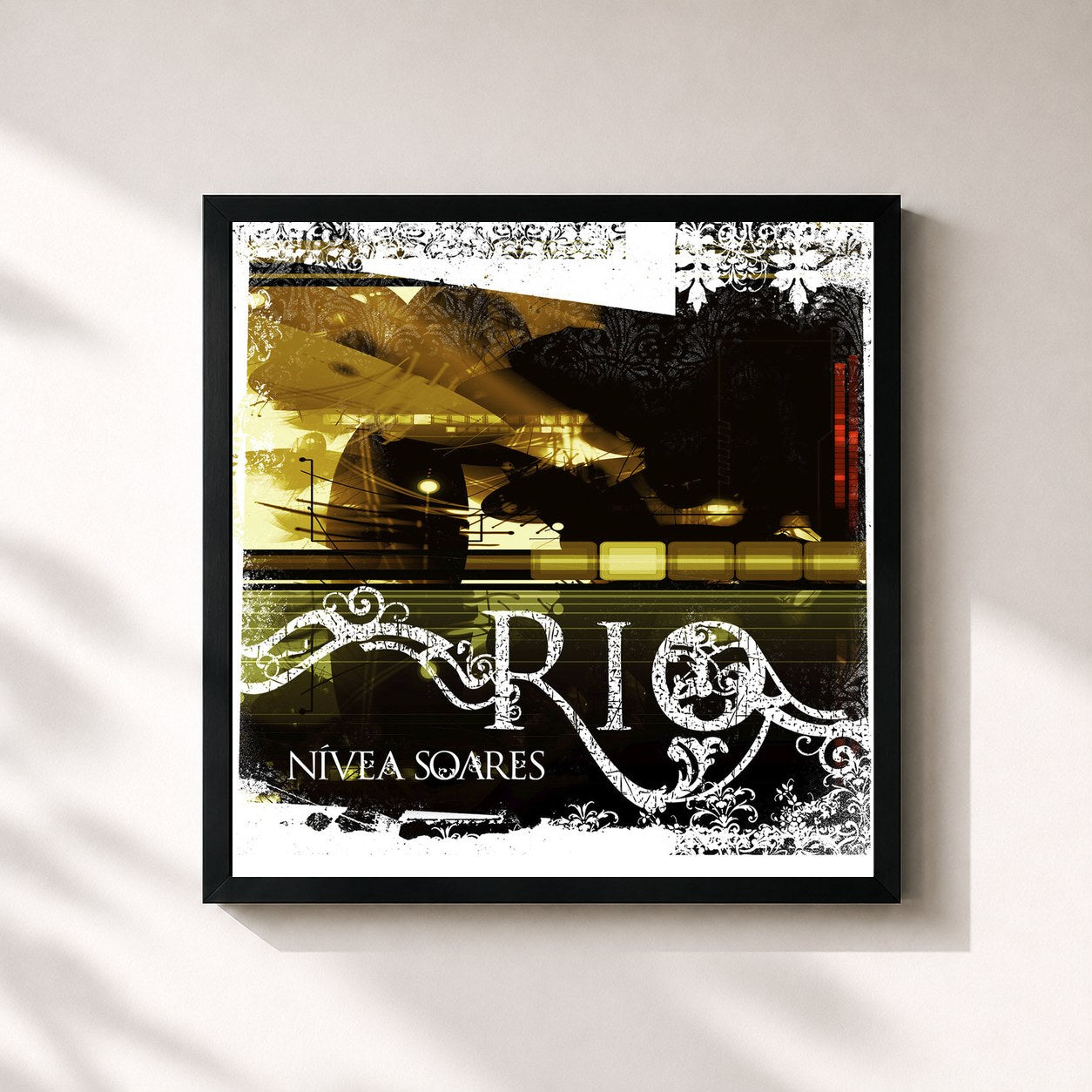 #noir Tableau carré de l'album Rio de Nivea Soares, cadre noir 32x32 cm