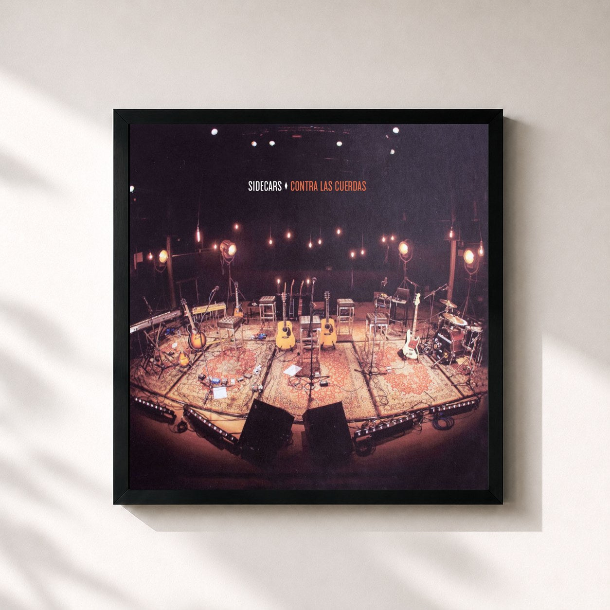 #noir Tableau carré de l'album Contra las cuerdas de Sidecars, cadre noir 32x32 cm