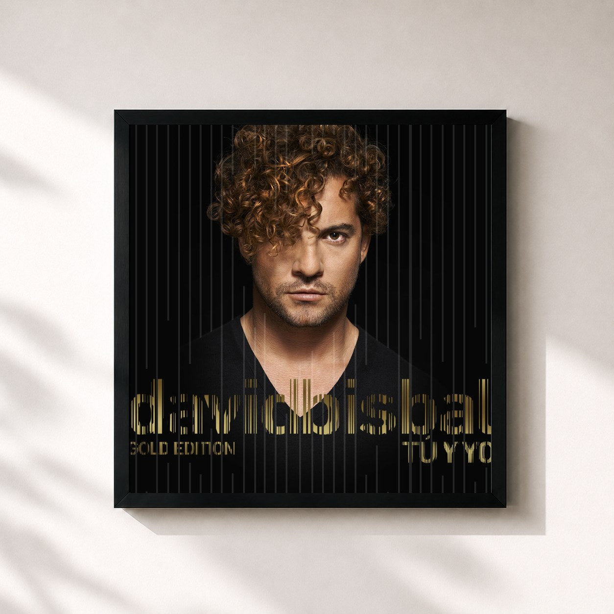 #noir Tableau carré de l'album Tú Y Yo (Gold Edition) de David Bisbal, cadre noir 32x32 cm