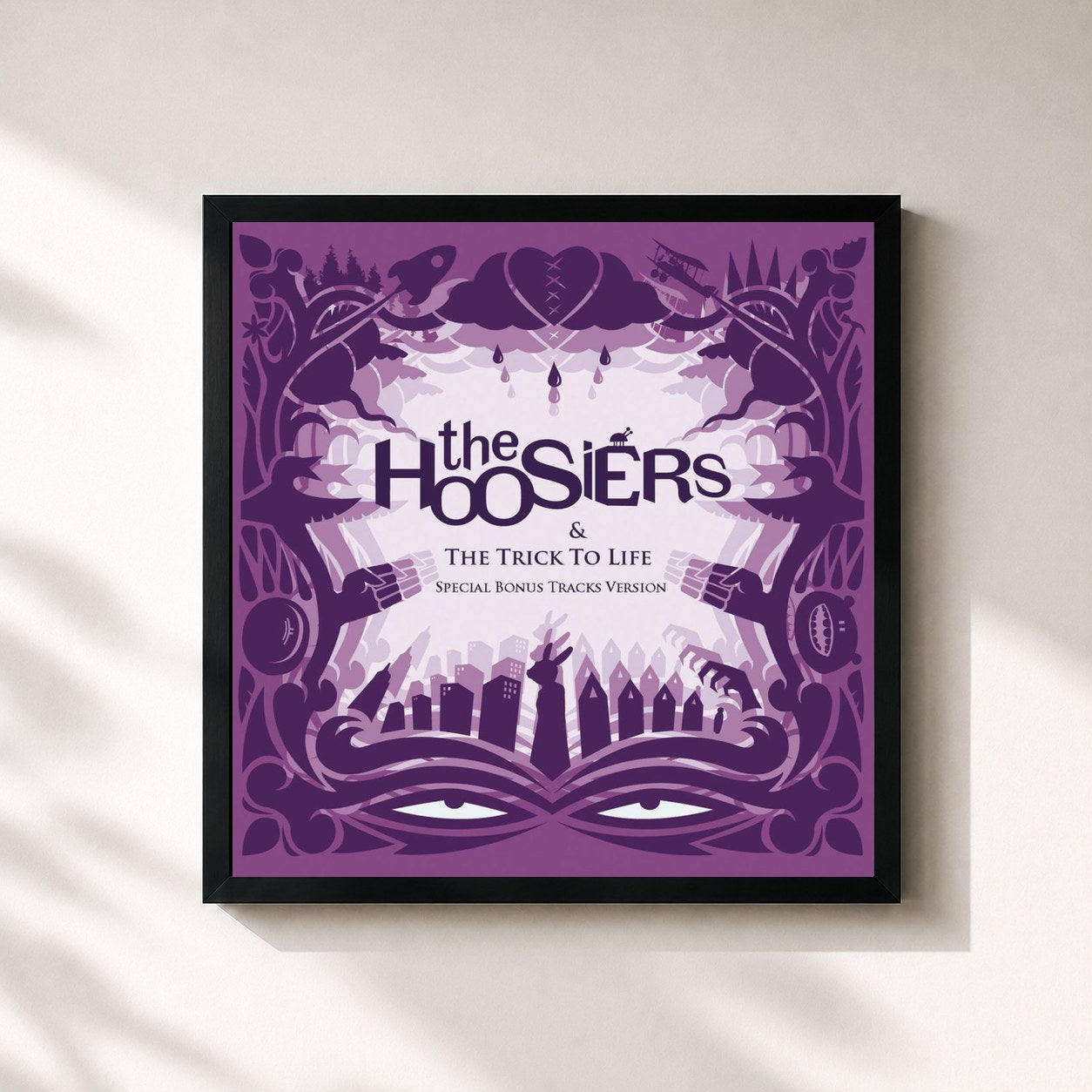 #noir Tableau carré de l'album The Trick To Life de The Hoosiers, cadre noir 32x32 cm